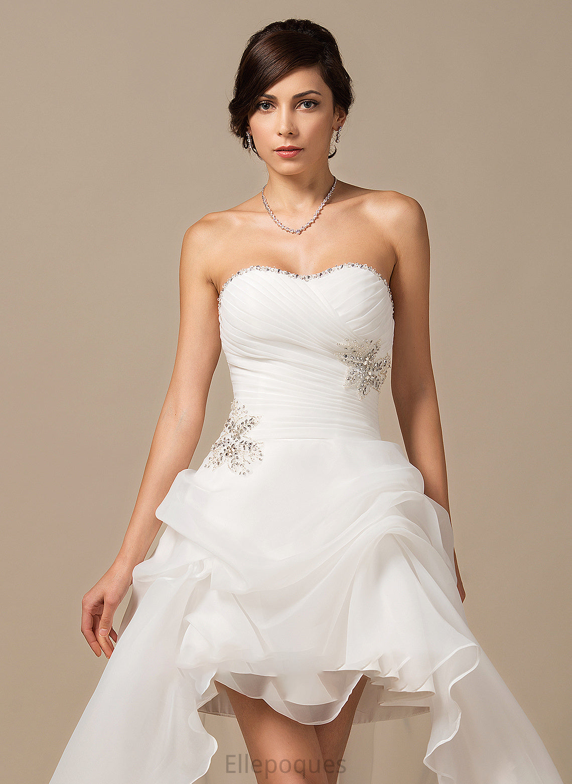 Wedding Dresses Organza Dress Malia A-Line Wedding With Asymmetrical Sequins Ruffle Beading Sweetheart