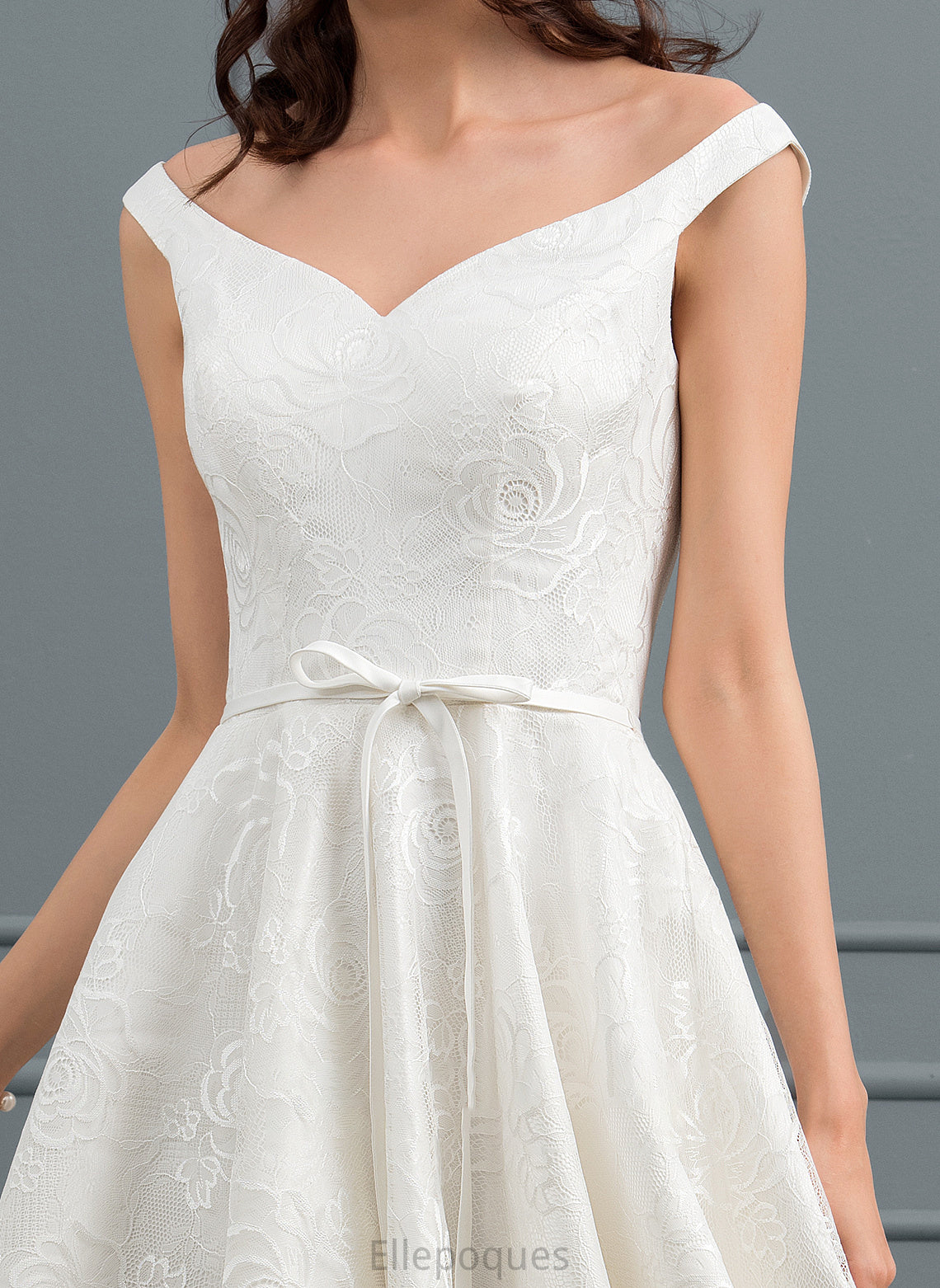 Lace Bow(s) Wedding Wedding Dresses Asymmetrical A-Line Dress With Crystal