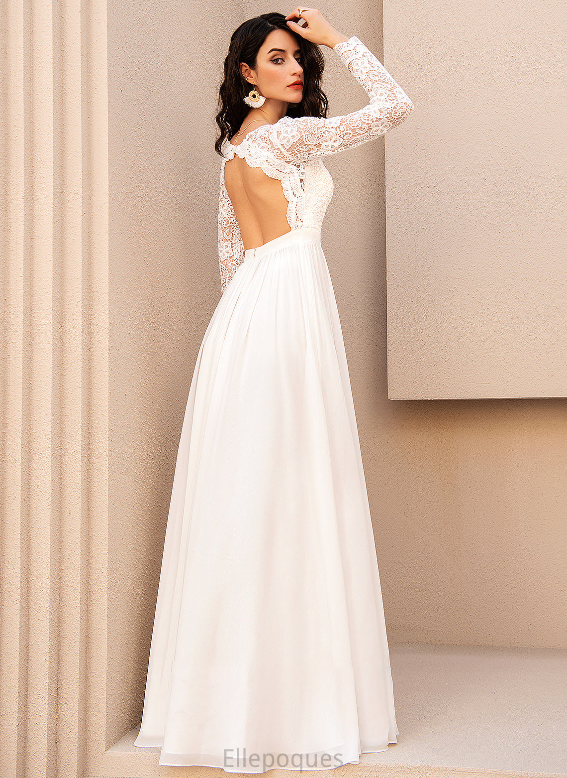 Wedding With A-Line Floor-Length Chiffon Dixie Dress Wedding Dresses Lace V-neck