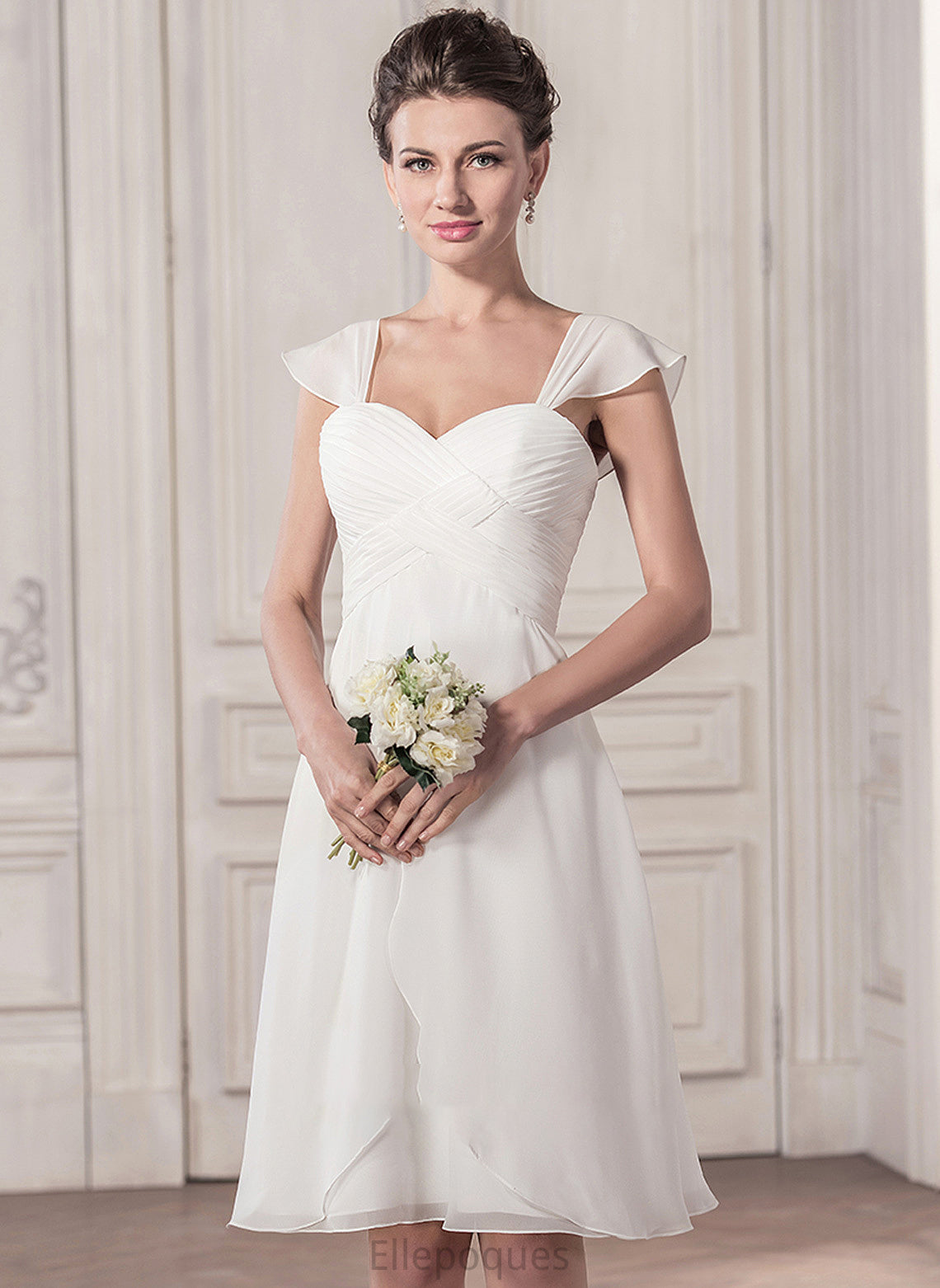 Ruffle Knee-Length Chiffon With Sweetheart A-Line Dress Wedding Nora Wedding Dresses