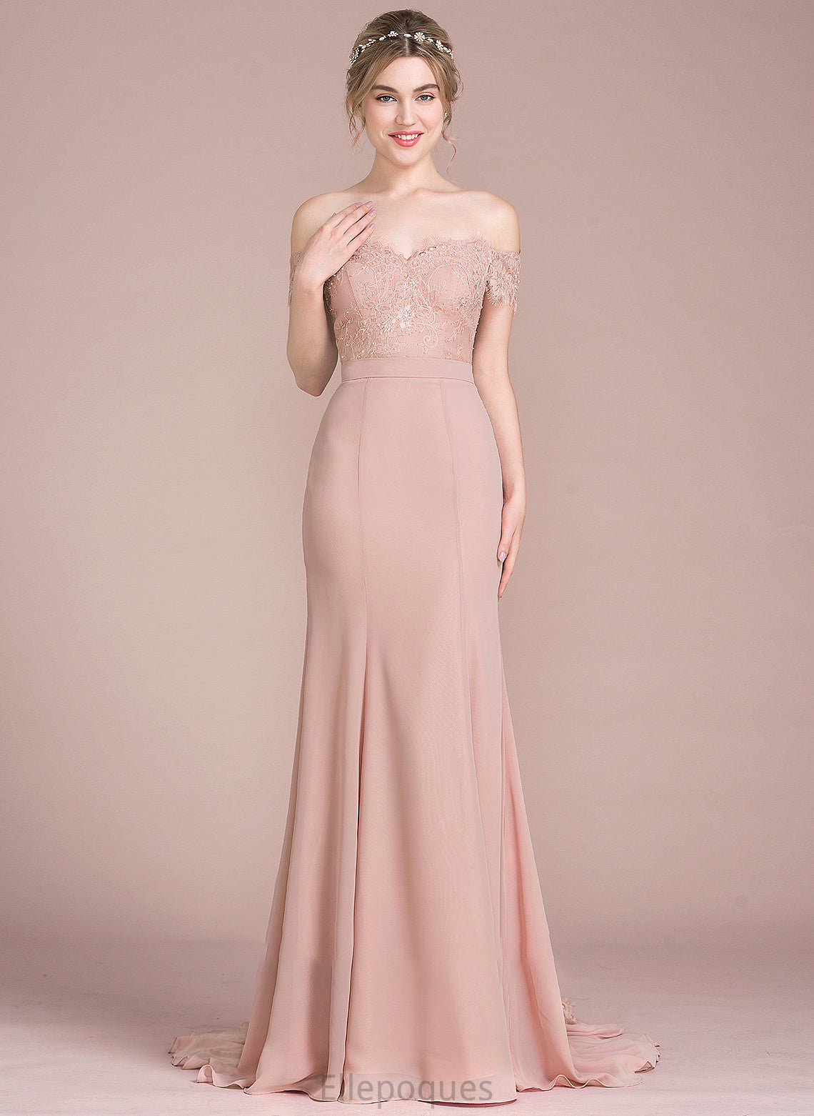 Train Lace Court Prom Dresses Mckinley With Sequins Off-the-Shoulder Chiffon Trumpet/Mermaid