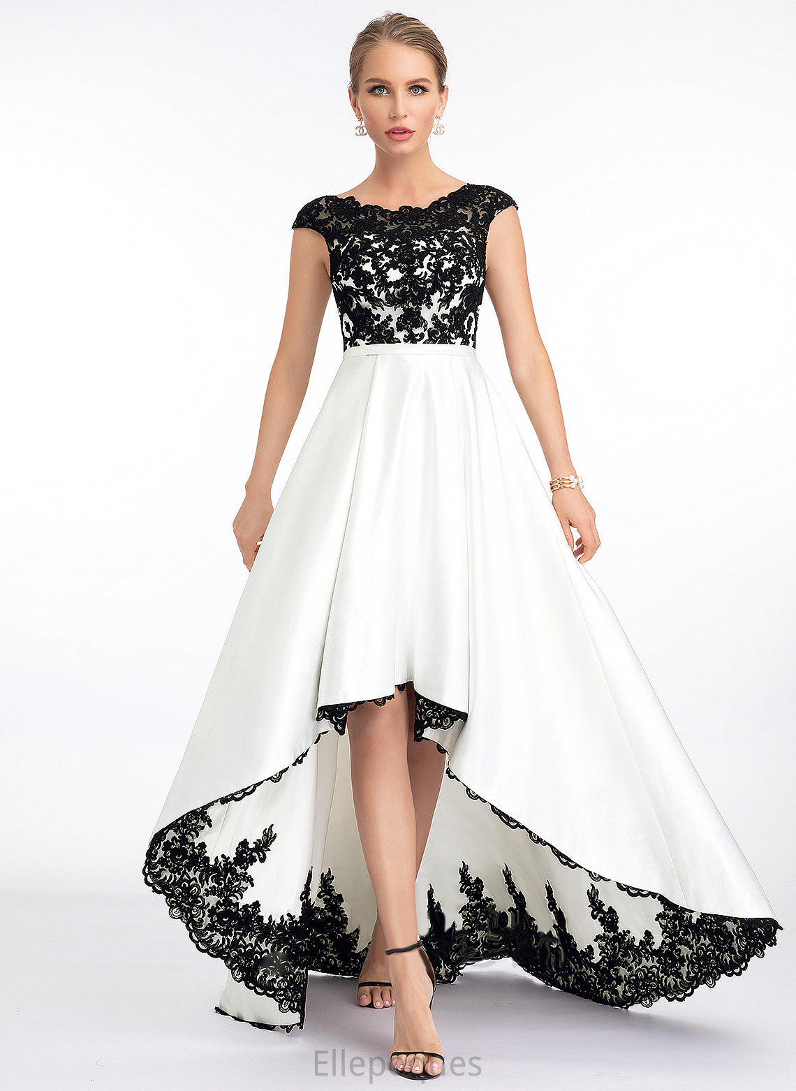 Ball-Gown/Princess Wedding Dresses Lace Asymmetrical Gia Scoop Dress Wedding Satin