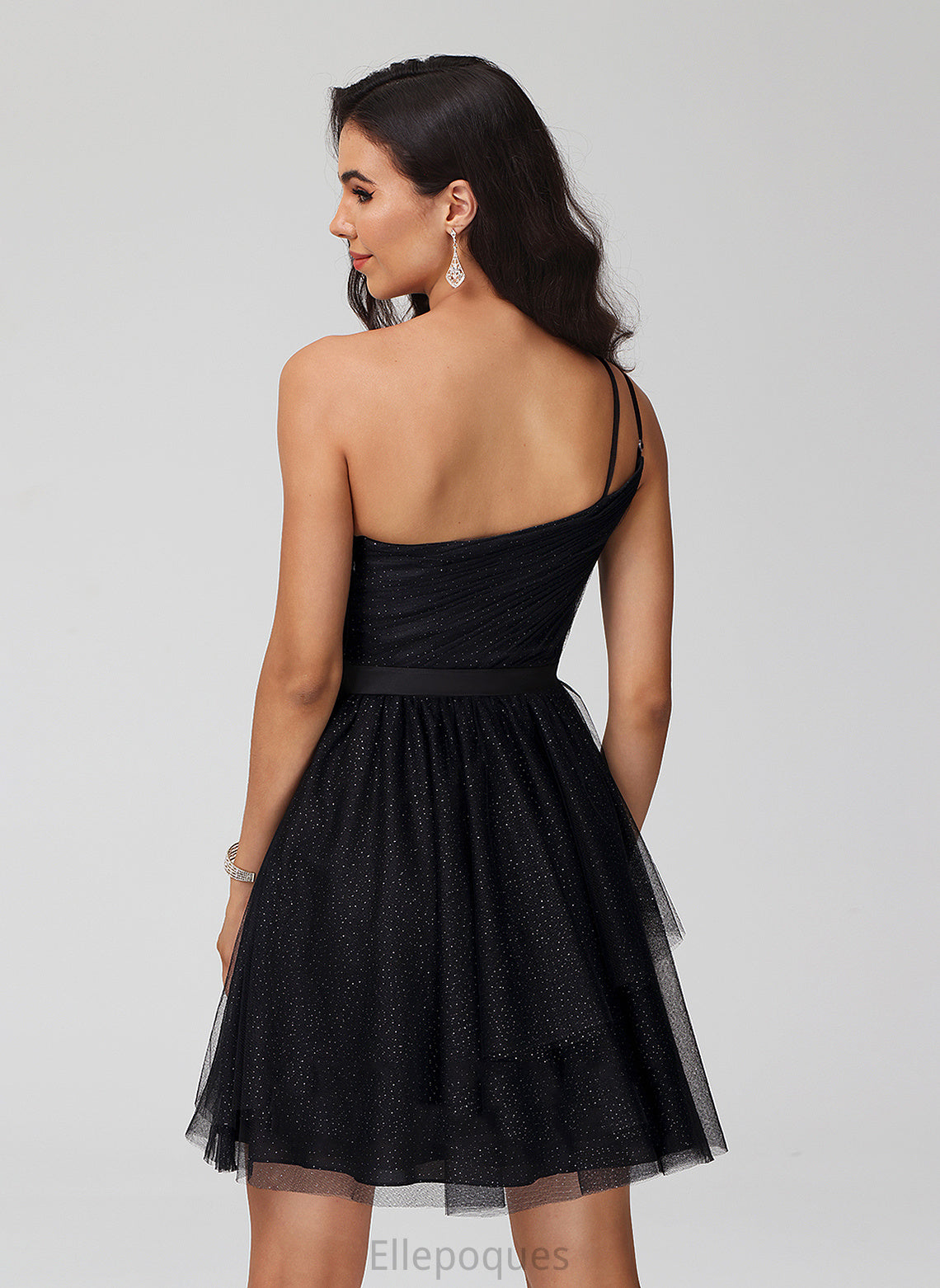 Tulle Dress A-Line One-Shoulder Homecoming Dresses Sequins Short/Mini Rosie With Homecoming Beading