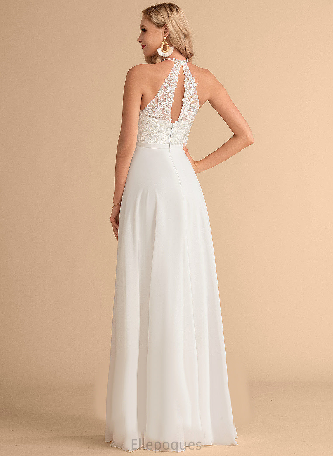 Wedding Dresses Lace Wedding A-Line Neck High Anastasia Dress Chiffon Floor-Length