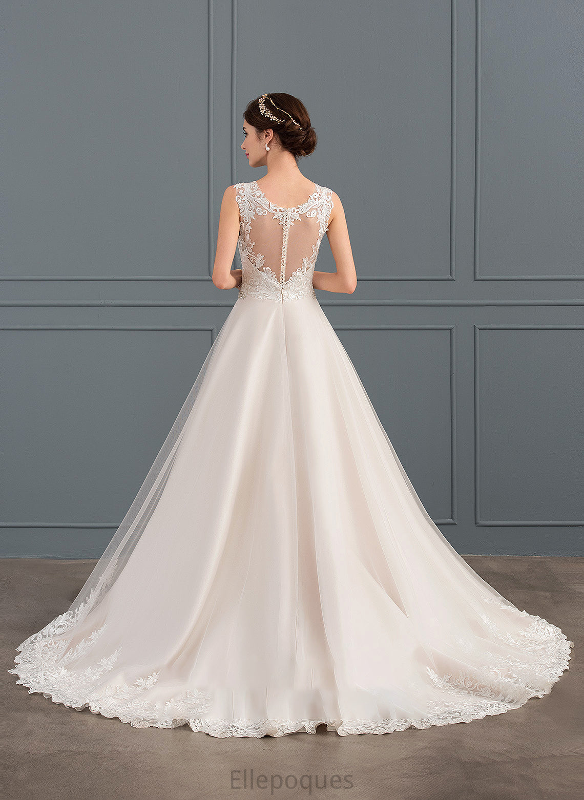 Wedding Amirah Wedding Dresses Ball-Gown/Princess Court Tulle Lace Beading Dress With Train Sweetheart