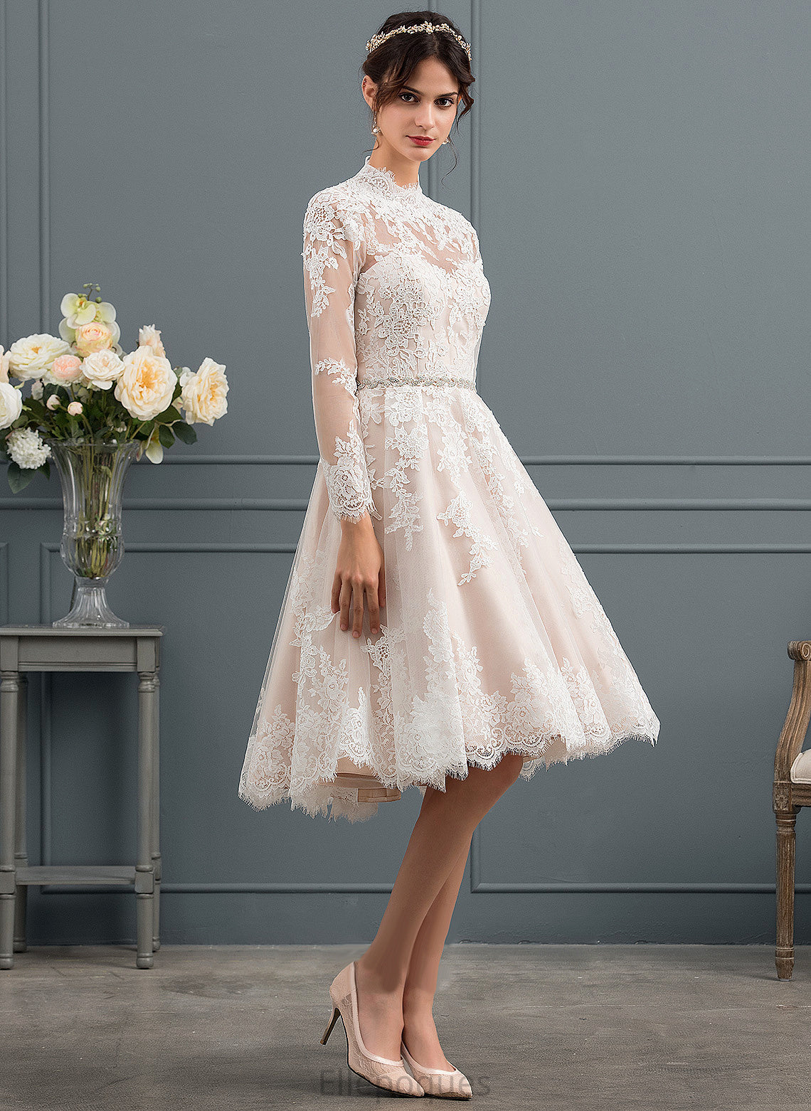 Dress A-Line Tulle Wedding Dresses Mylee Knee-Length Wedding Illusion Lace