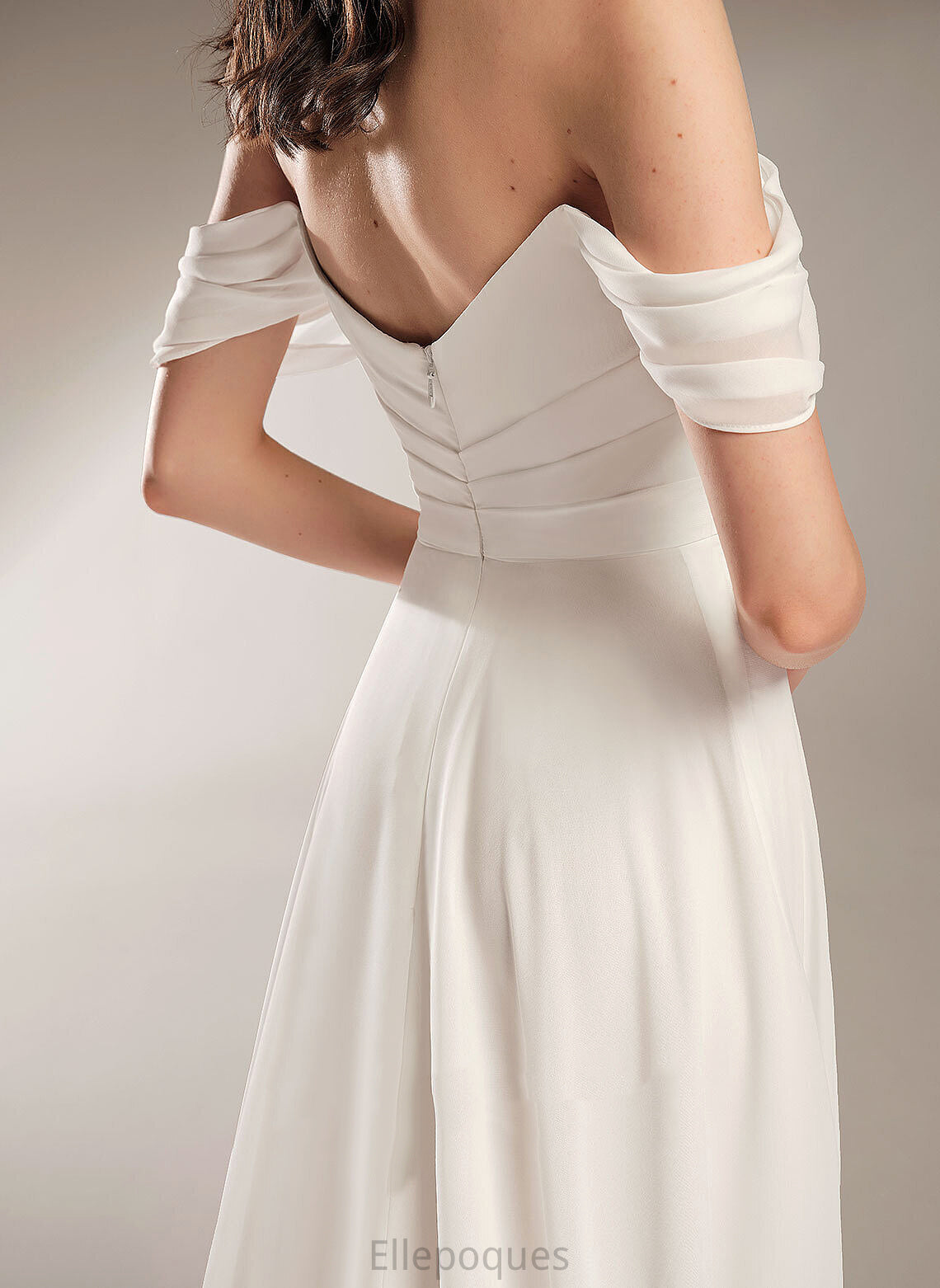 Aliya Court Train With Chiffon Off-the-Shoulder Dress Pleated Wedding A-Line Wedding Dresses