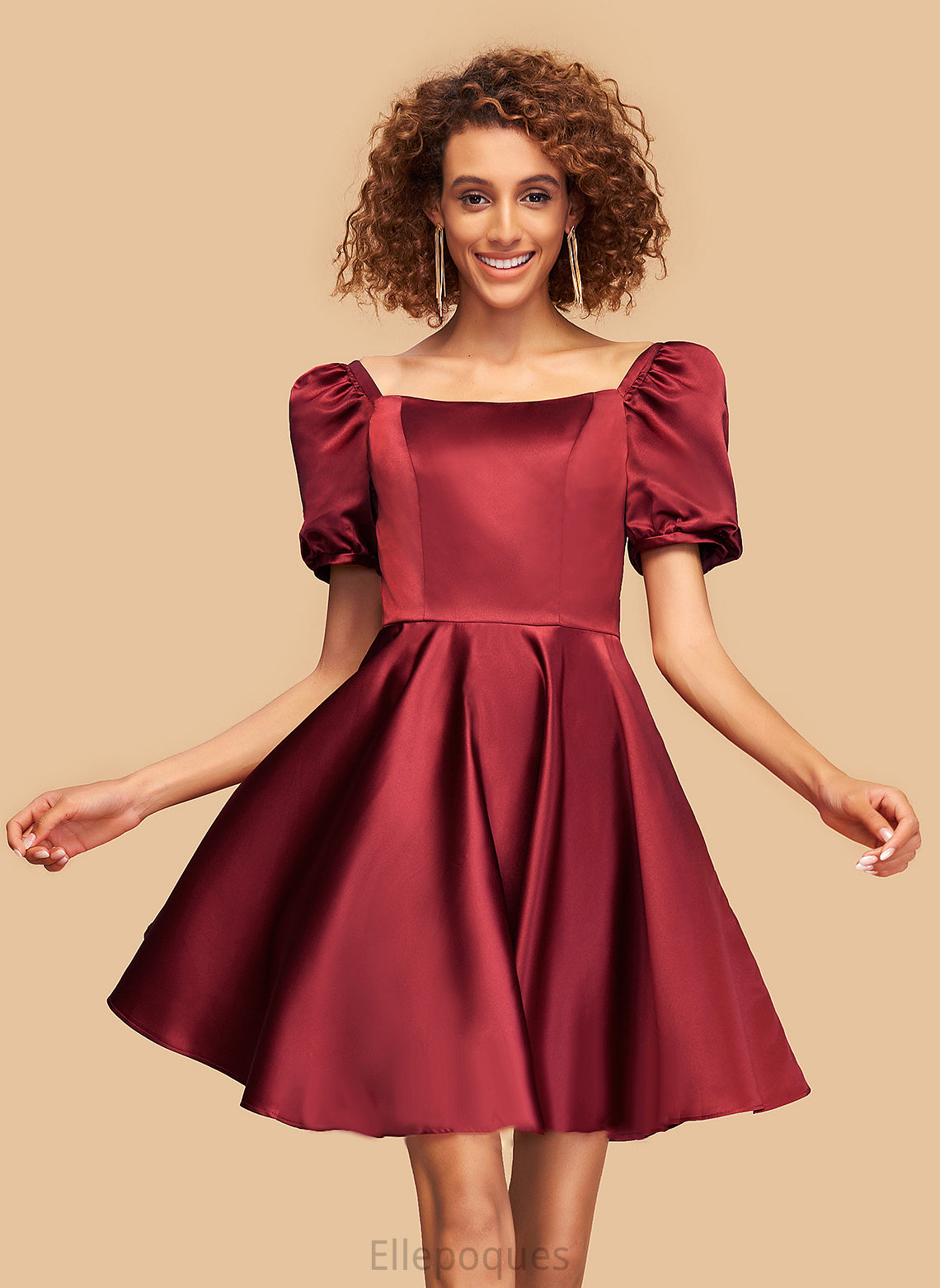 Homecoming Dresses A-Line Nancy Neckline Square Dress Homecoming Satin Short/Mini