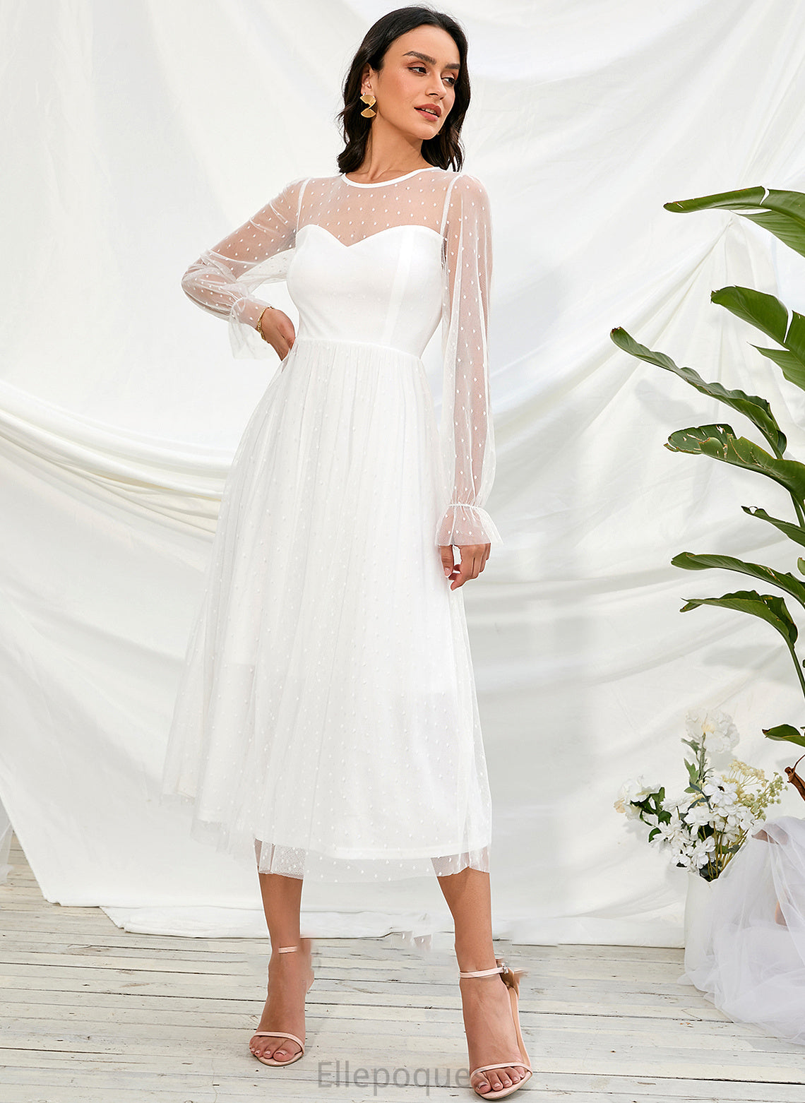 A-Line Dress Wedding Tea-Length Amya Wedding Dresses