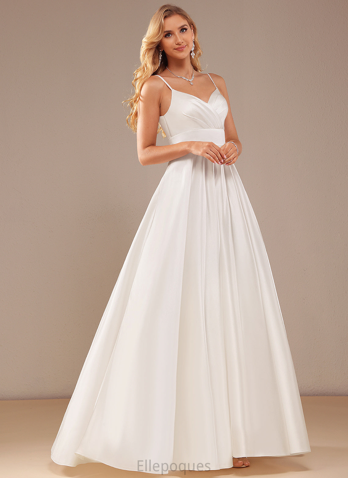 Daisy Satin Wedding V-neck Wedding Dresses Dress Floor-Length Ball-Gown/Princess