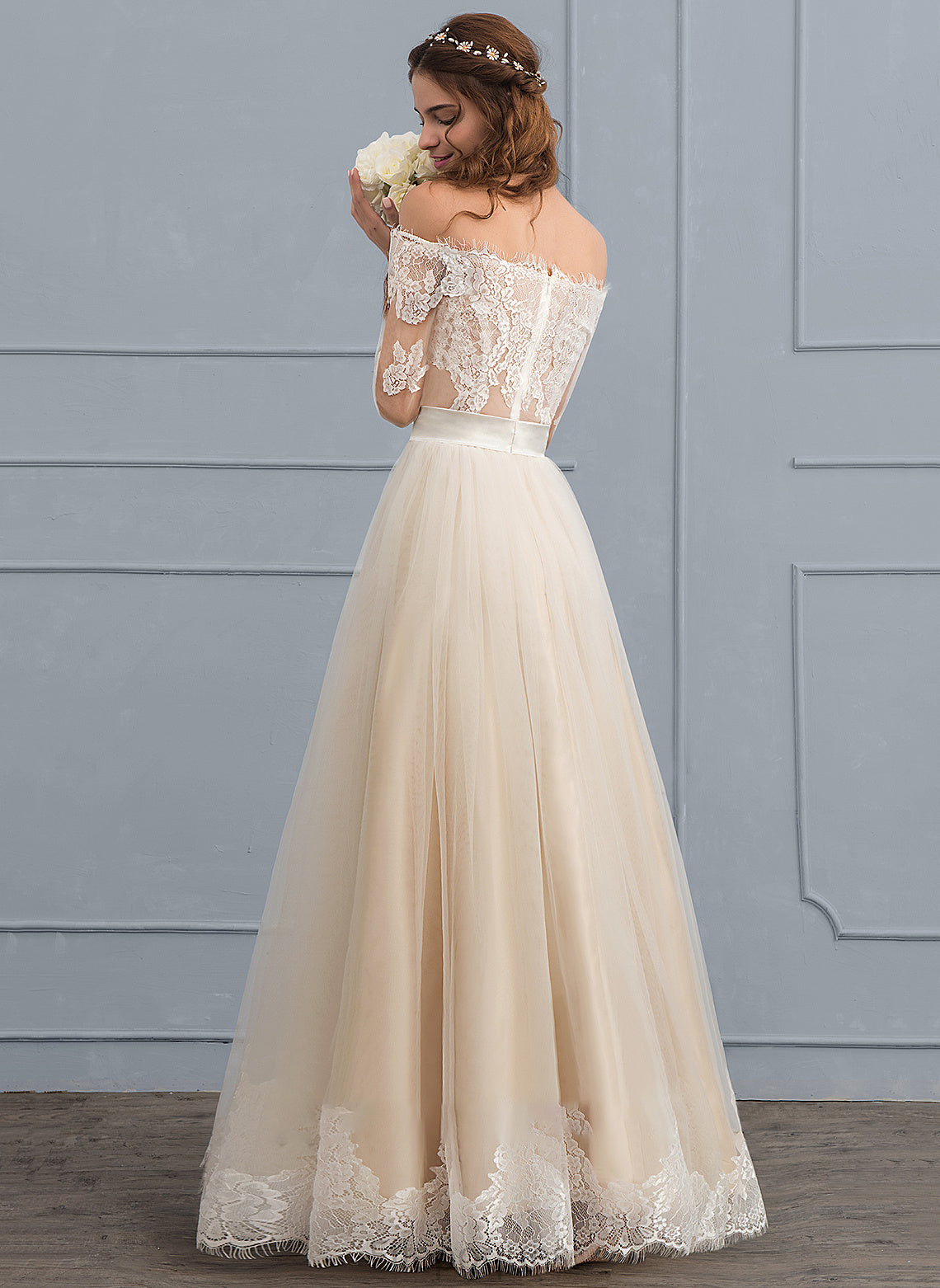 Wedding Ansley Lace Dress Floor-Length Wedding Dresses Tulle A-Line