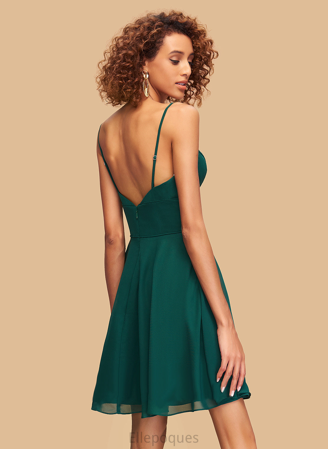 V-neck Dress Short/Mini Sabrina A-Line Homecoming Homecoming Dresses Chiffon