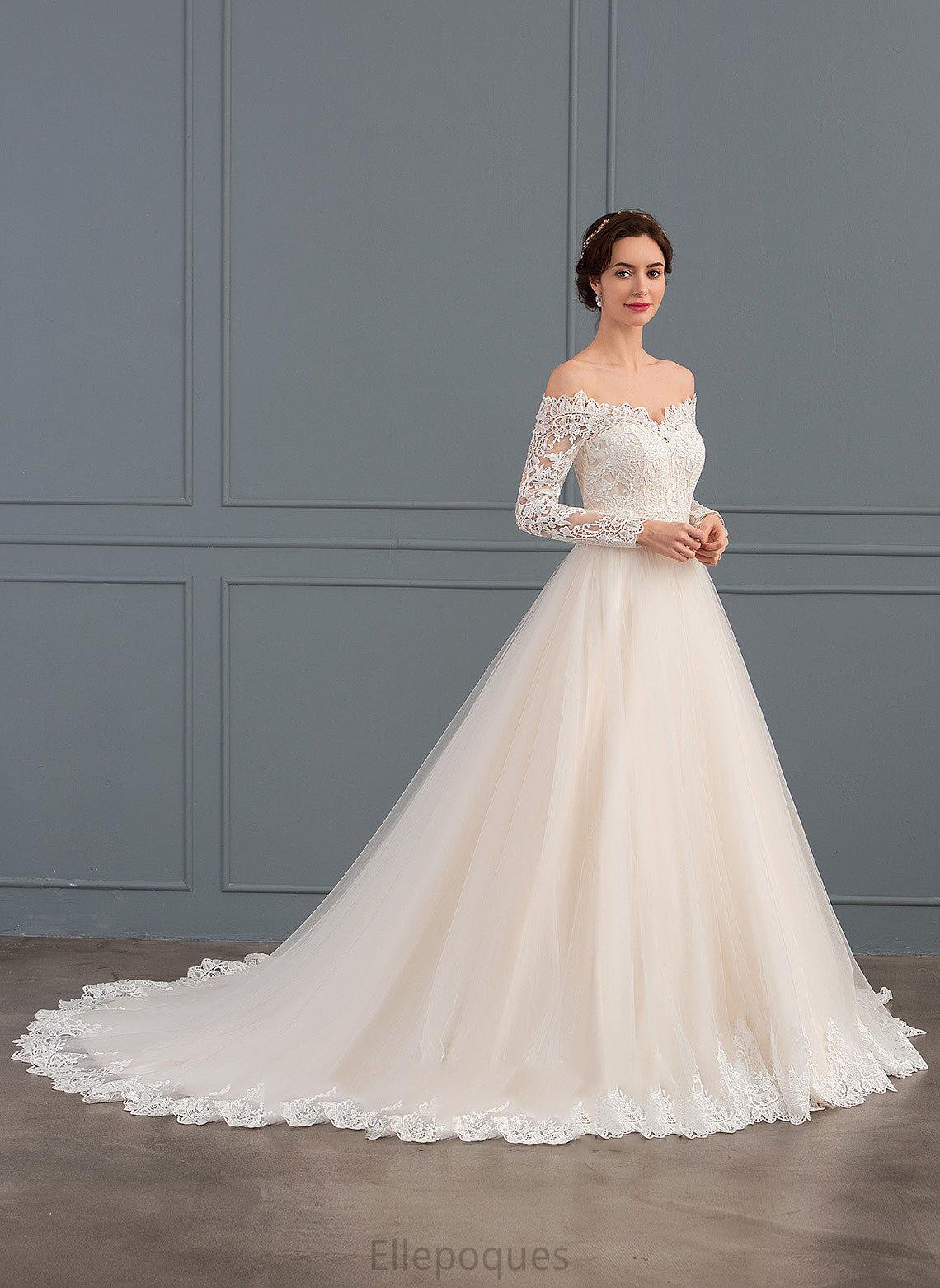 Chapel Peggie Tulle Dress Train Wedding Off-the-Shoulder Wedding Dresses Ball-Gown/Princess Lace