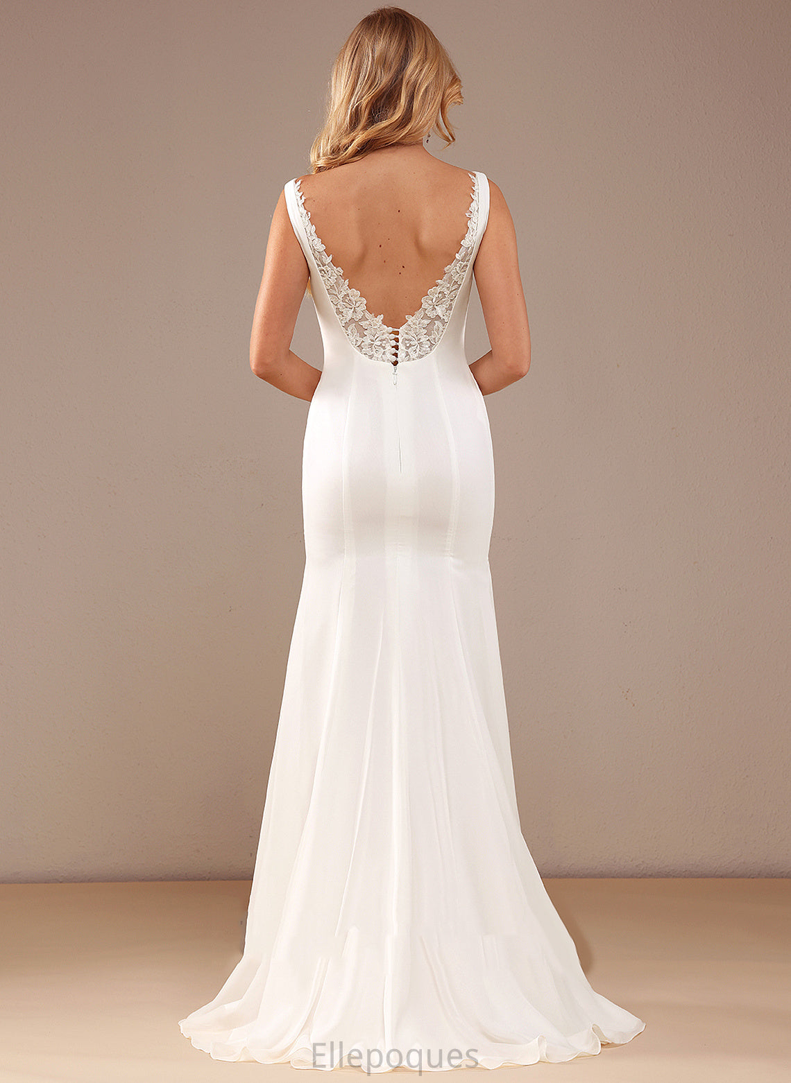 Wedding Dresses Sweep Train Chiffon Dress Square With Wedding Neckline Trumpet/Mermaid Corinne Lace