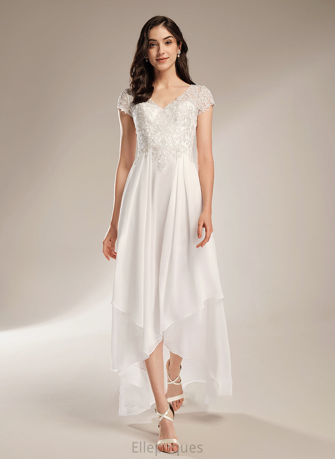 Wedding With Janiyah Wedding Dresses A-Line Dress V-neck Asymmetrical Lace