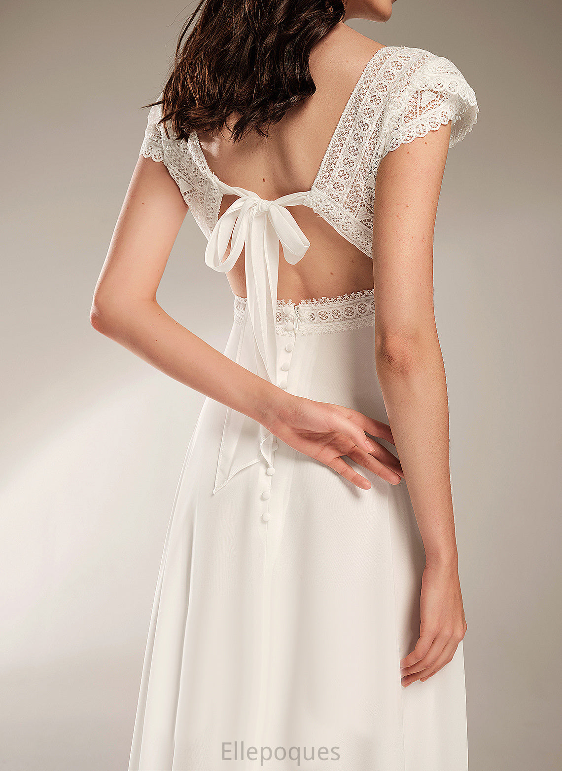 Wedding Floor-Length Wedding Dresses Chiffon Lace Nydia Dress V-neck A-Line