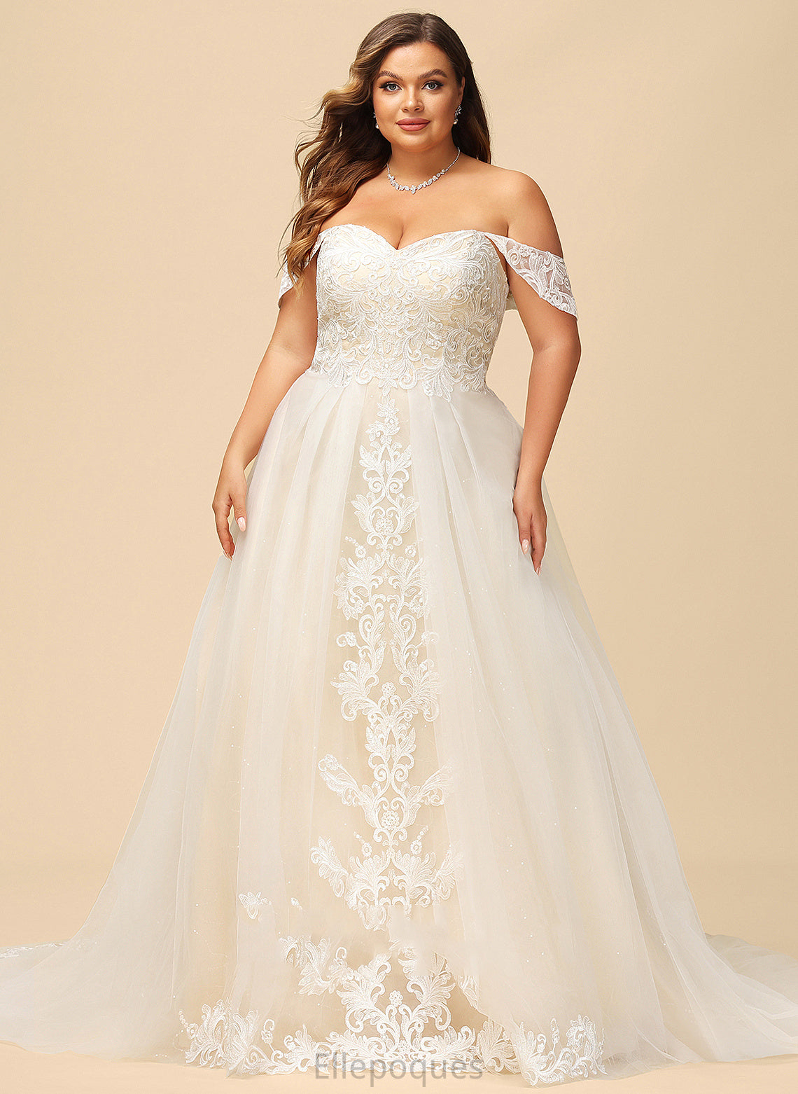 Lace Wedding Dresses Rowan Dress With Train Off-the-Shoulder Ball-Gown/Princess Sequins Court Wedding Tulle