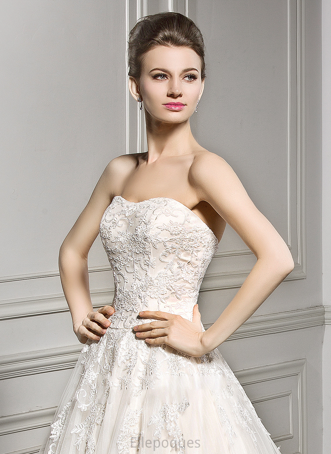 Sweetheart Lace Dress Wedding Dresses Court Train Ball-Gown/Princess Tulle Phoenix Wedding