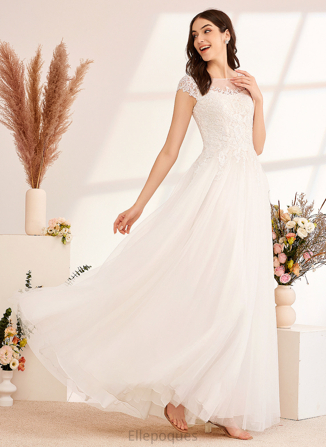 Floor-Length Wedding Dresses Clara Lace With Dress Wedding Illusion Ball-Gown/Princess