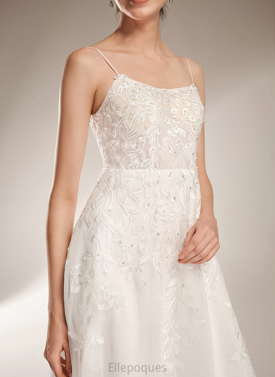 Court A-Line Square Maci Dress Beading Neckline Train Wedding With Wedding Dresses Sequins