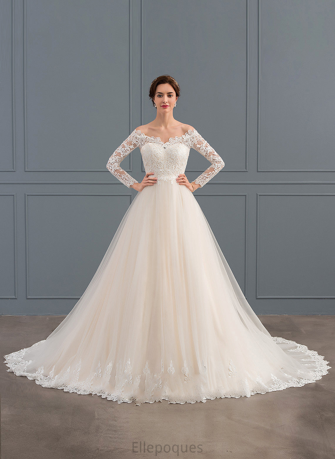 Chapel Peggie Tulle Dress Train Wedding Off-the-Shoulder Wedding Dresses Ball-Gown/Princess Lace