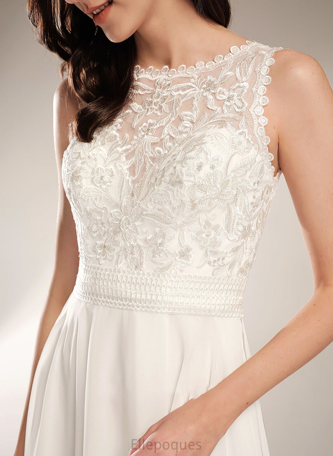 Wedding Dresses Bella Neck Scoop Asymmetrical Dress A-Line Wedding