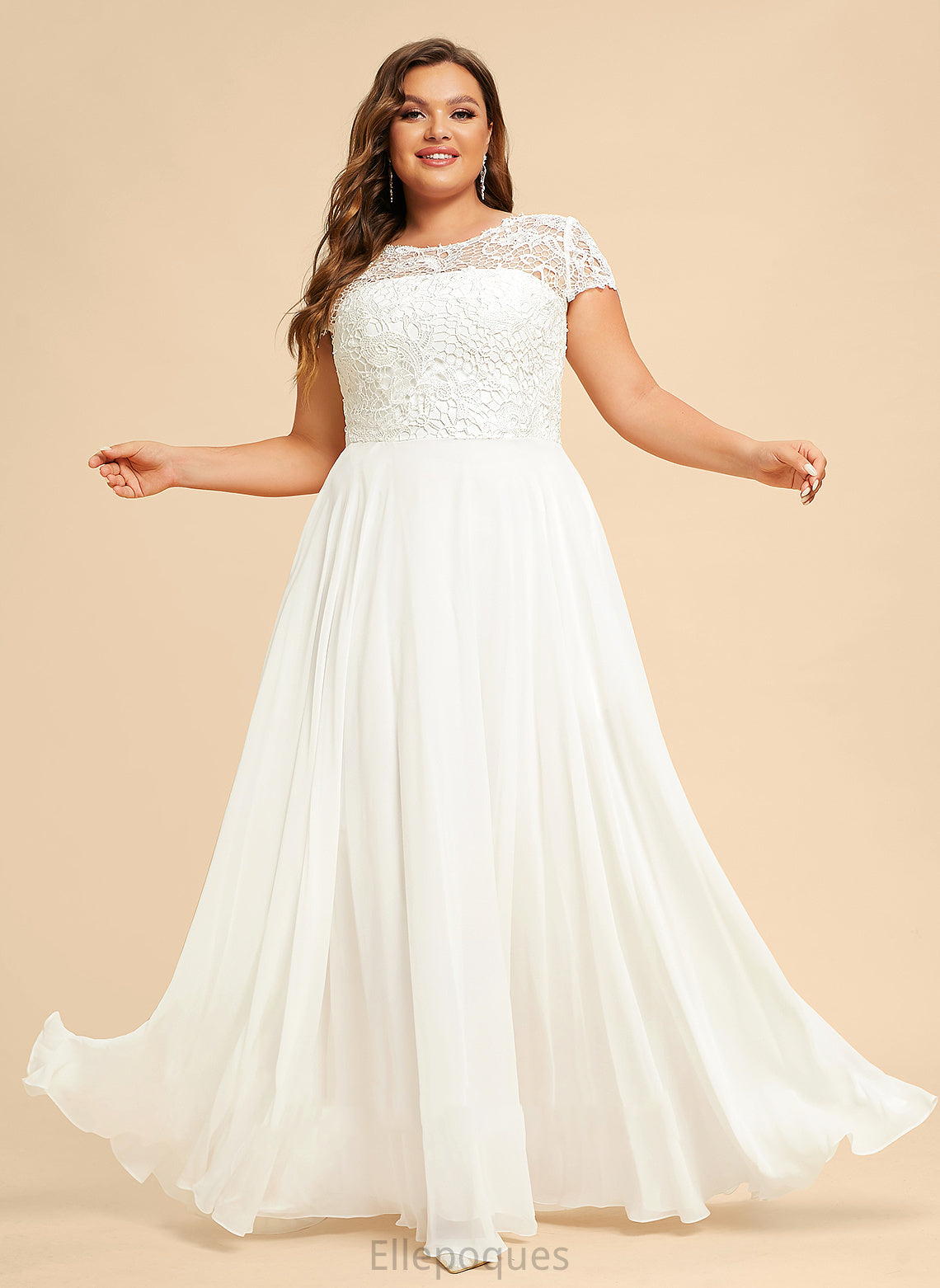 A-Line Lace Wedding Dress Wedding Dresses Ashlyn Chiffon Scoop Floor-Length