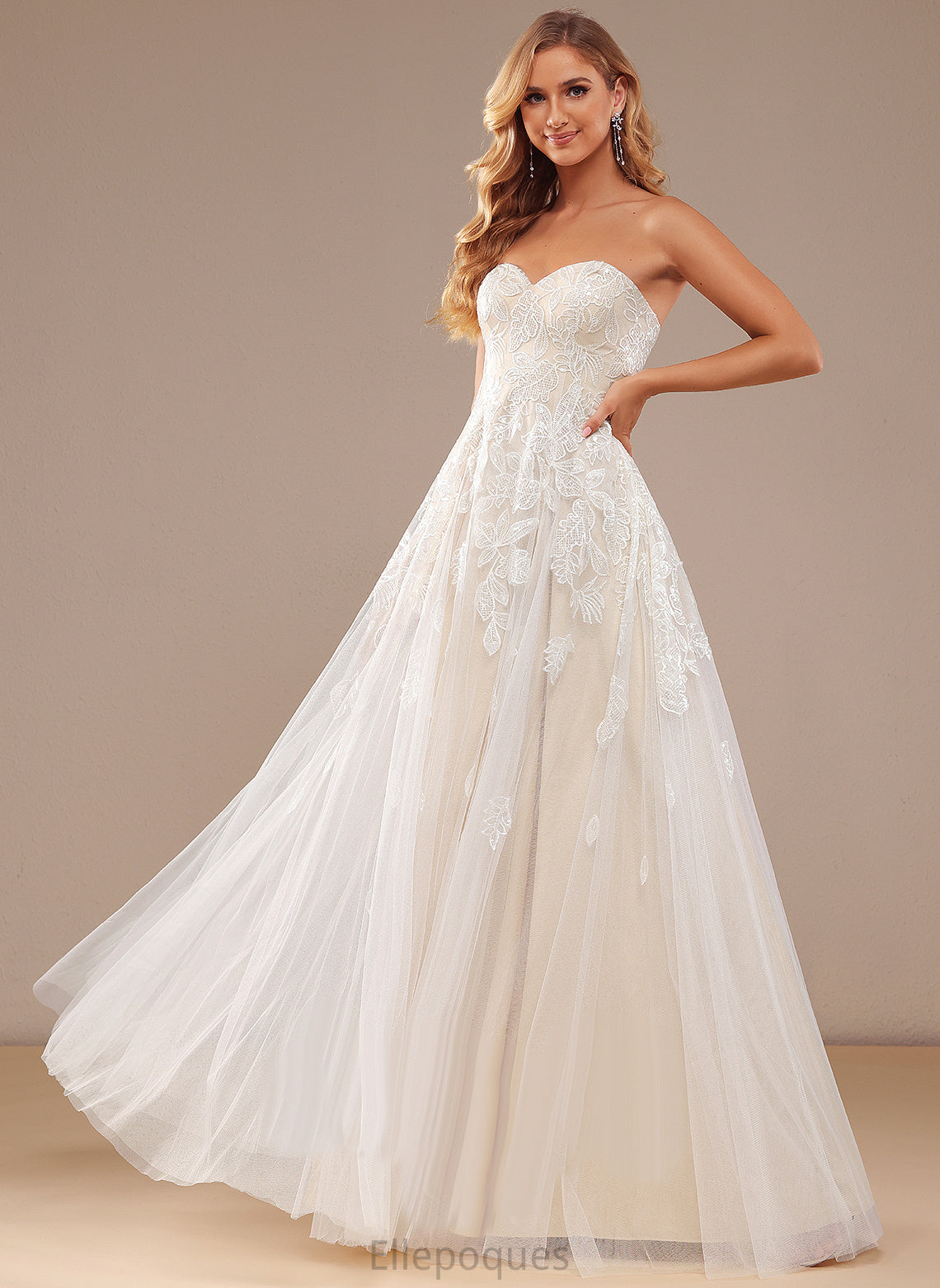 Cali With Wedding A-Line Dress Wedding Dresses Lace Sequins Floor-Length Sweetheart