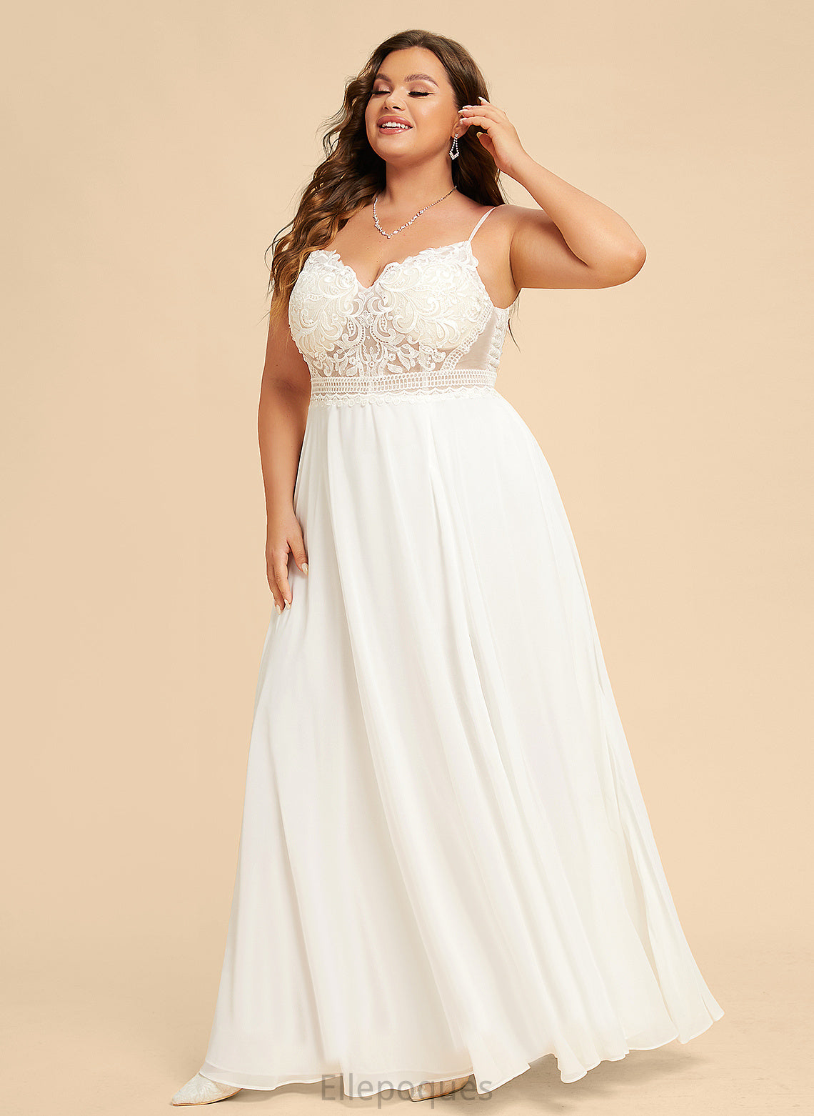 V-neck Wedding Dresses Dress A-Line Lace With Philippa Wedding Front Split Floor-Length Chiffon