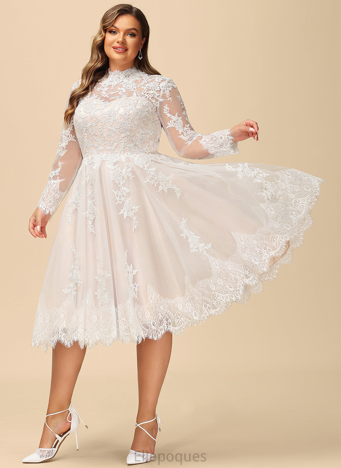 Dress A-Line Tulle Wedding Dresses Mylee Knee-Length Wedding Illusion Lace