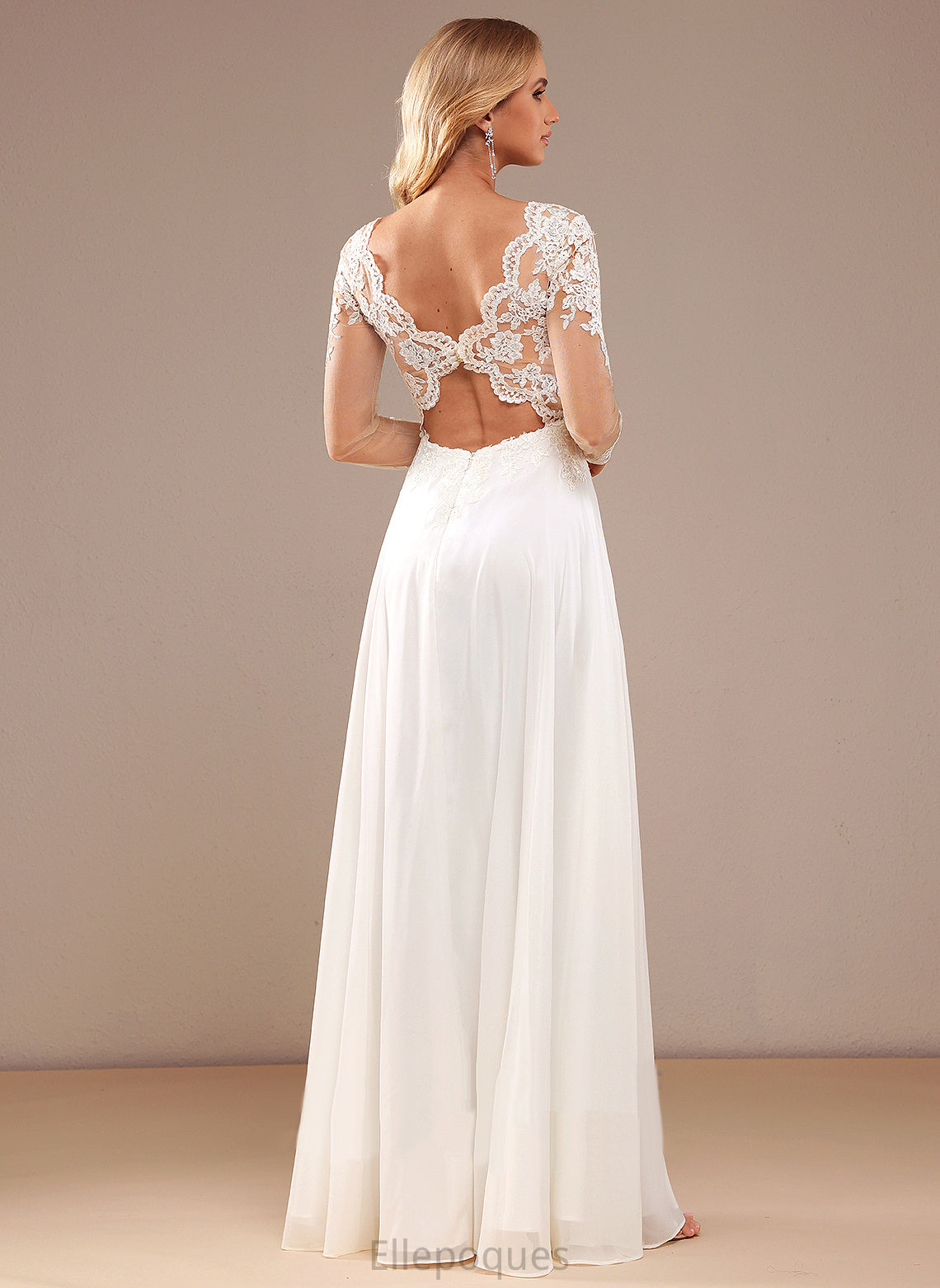 Lace Chiffon V-neck Sequins Floor-Length With Jaqueline Wedding Dresses A-Line Dress Wedding