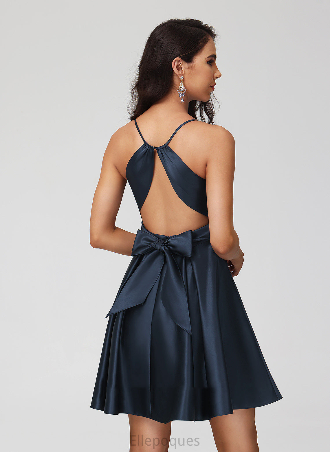 Homecoming Dresses With A-Line Dress V-neck Short/Mini Pleated Satin Homecoming Alayna