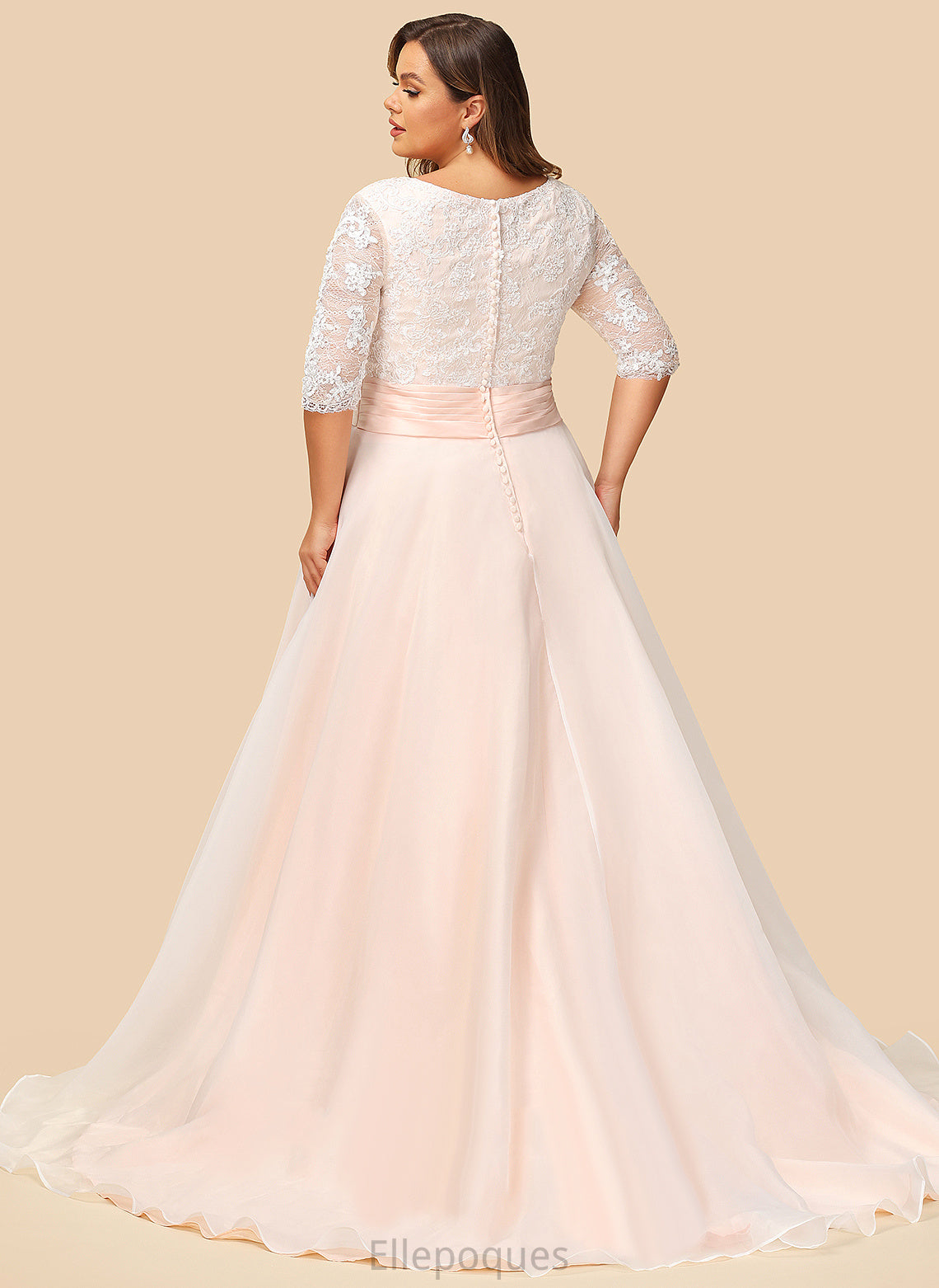 Lace Wedding Court Ball-Gown/Princess Dress Donna Wedding Dresses V-neck With Train Organza Ruffle