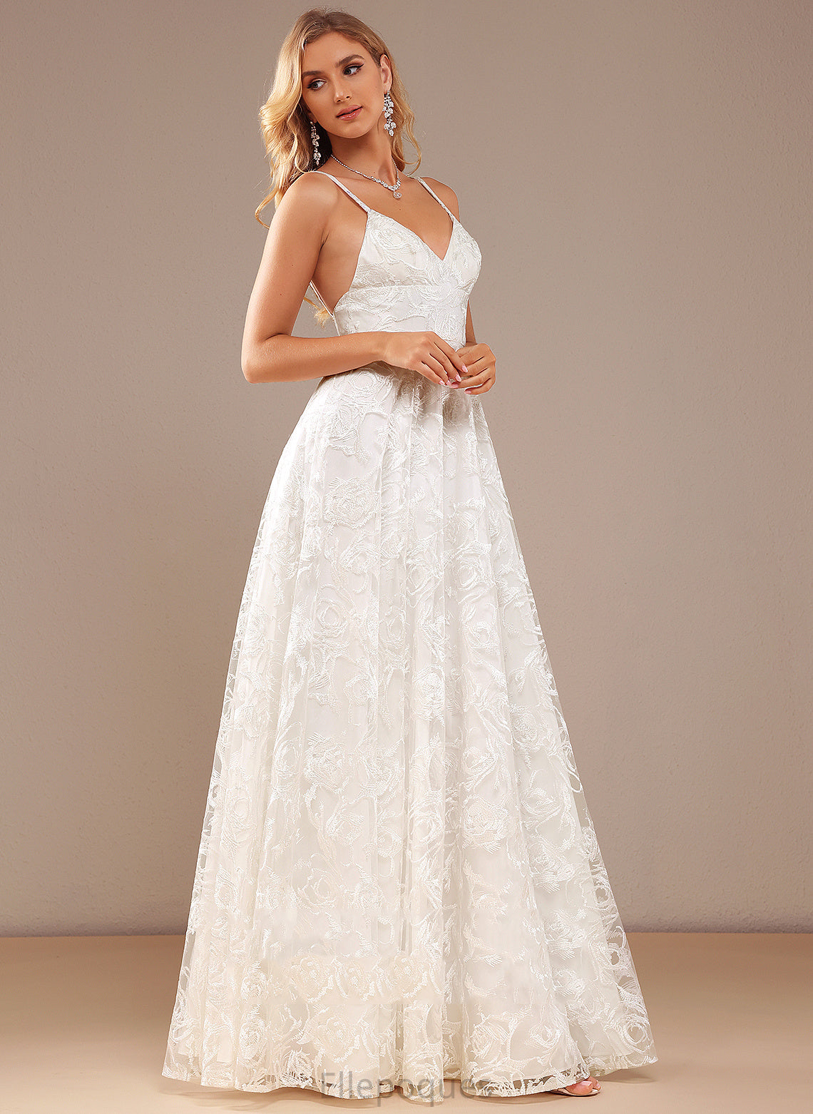 Floor-Length Makenzie Wedding Dresses Dress A-Line Lace Split V-neck Wedding Front With