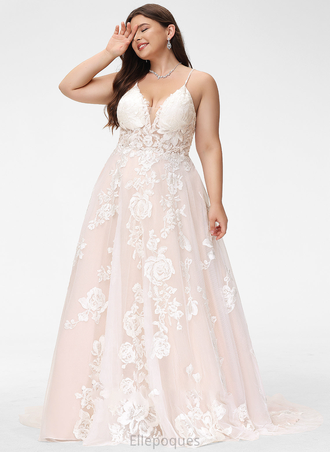 Train Court Wedding With V-neck Wedding Dresses Tulle Beading Kayley Dress Lace Pockets Ball-Gown/Princess