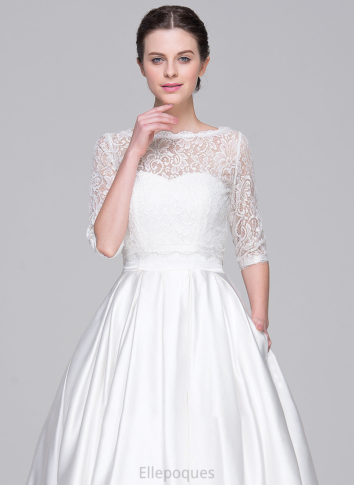 Wedding Dresses Pockets Dress Satin Ball-Gown/Princess Wedding Tea-Length Sweetheart With Giselle