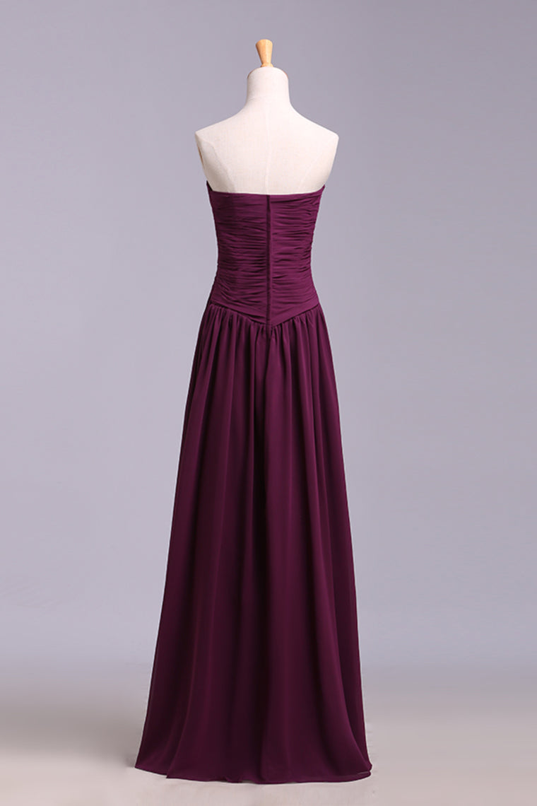 Affordable Bridesmaid Dresses/Prom Dresses A-Line Sweetheart Floor-Length Chiffon Grape