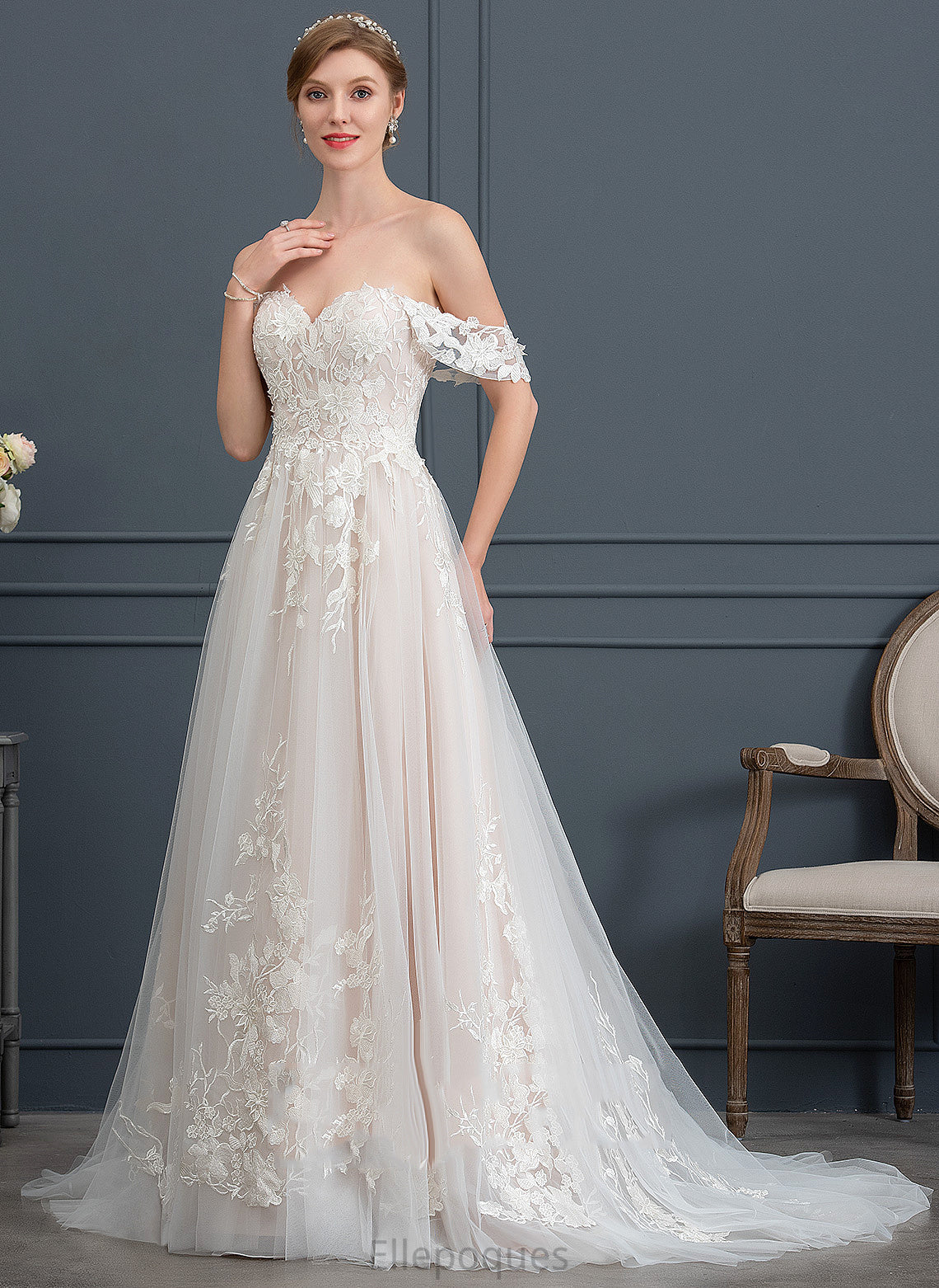 Wedding Train Lace Wedding Dresses Ball-Gown/Princess Tulle Sweep Dress Sweetheart Emerson