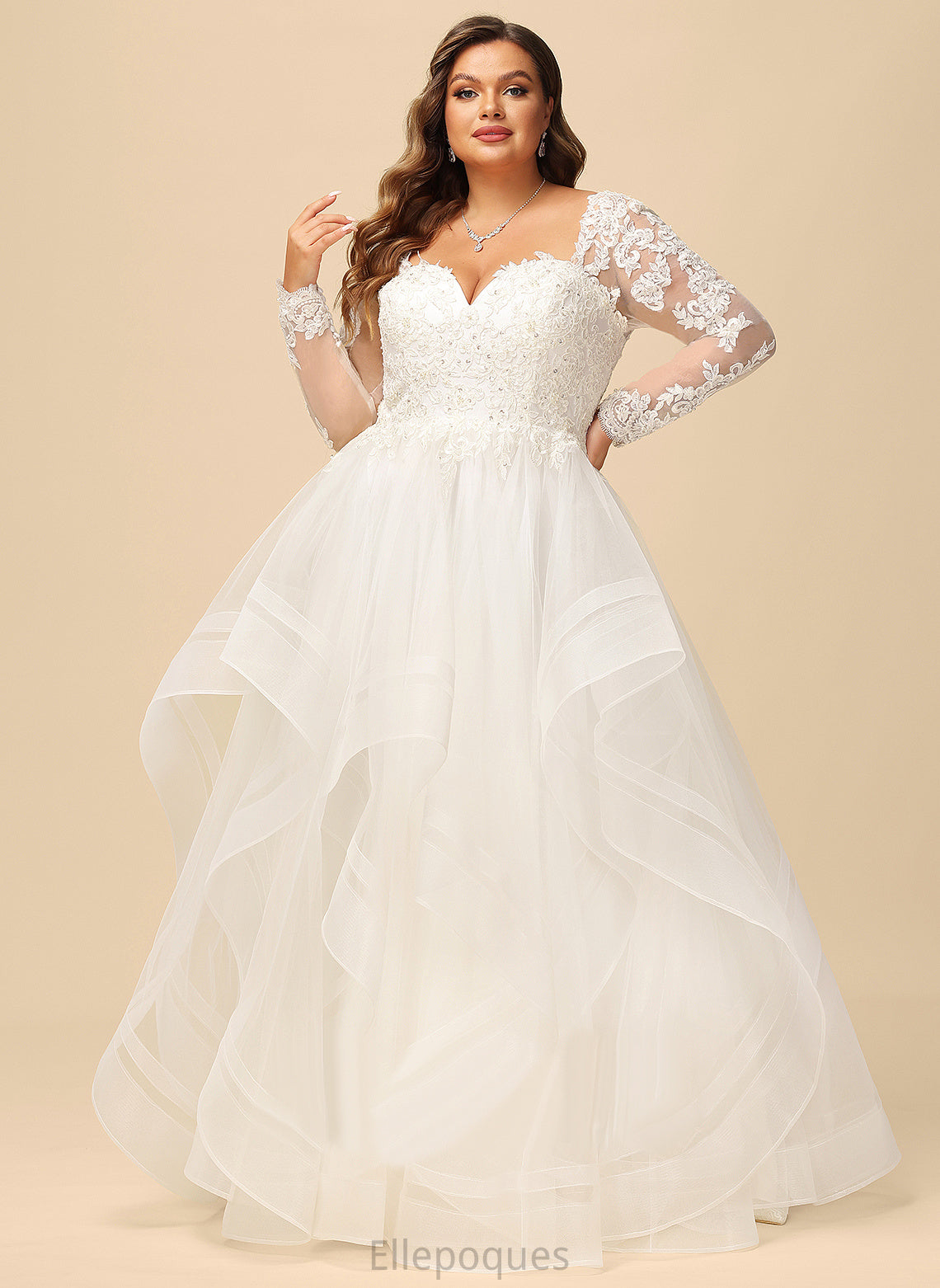 Beading Tulle V-neck Ball-Gown/Princess Lace With Sequins Dress Wedding Wedding Dresses Rachael Floor-Length