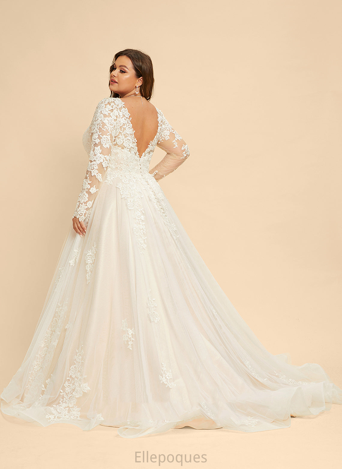 Ball-Gown/Princess Wedding Dress Lace Wedding Dresses Court V-neck Tulle Train Sydney