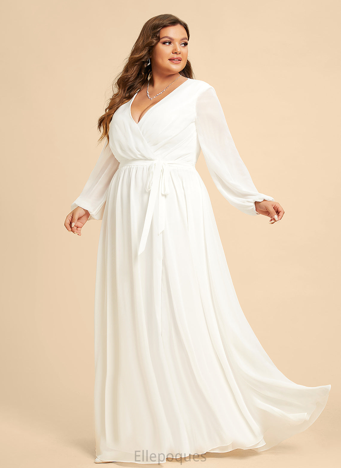 V-neck Averie Wedding Dresses A-Line Dress Chiffon Wedding Floor-Length