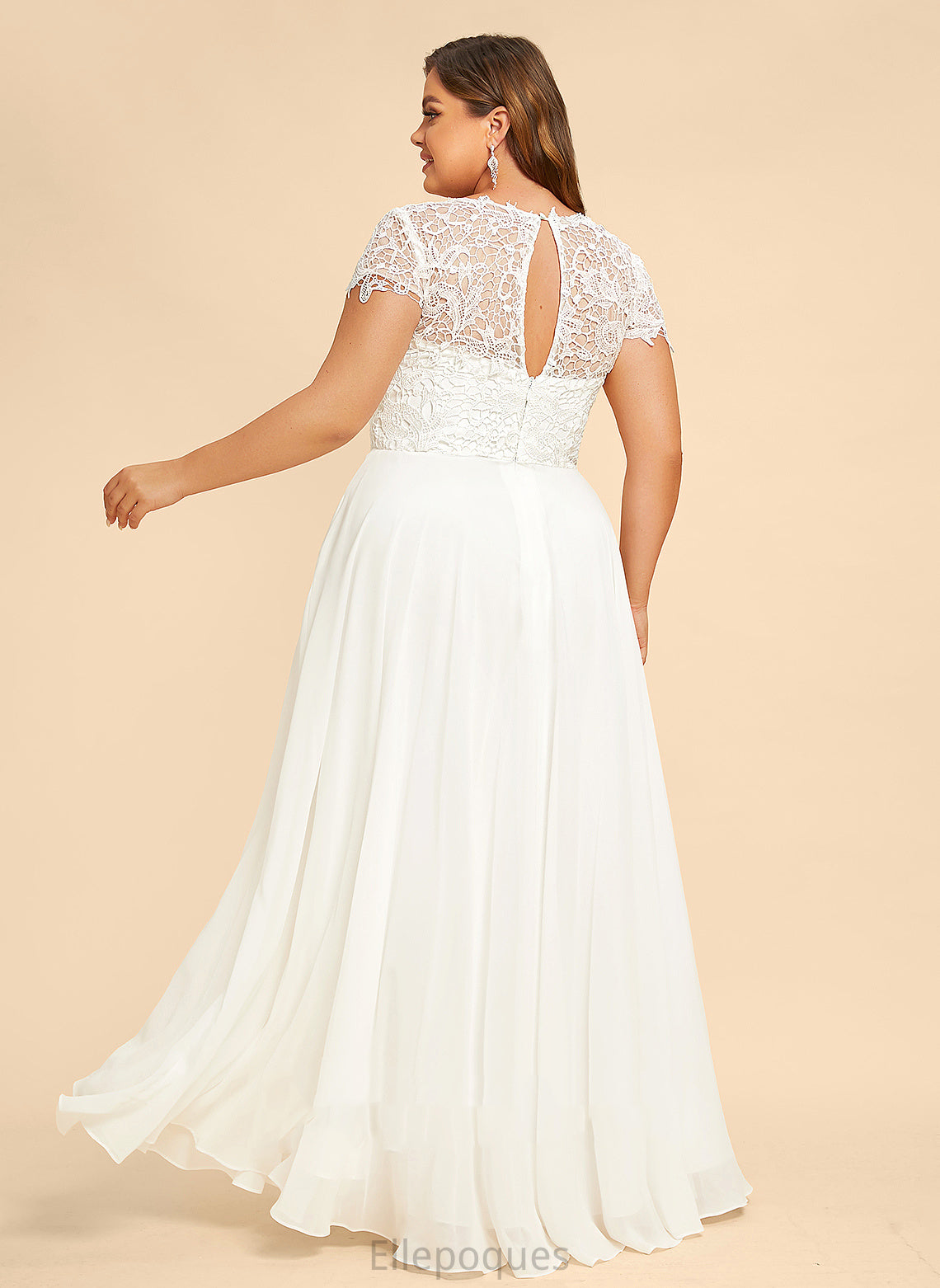 A-Line Lace Wedding Dress Wedding Dresses Ashlyn Chiffon Scoop Floor-Length