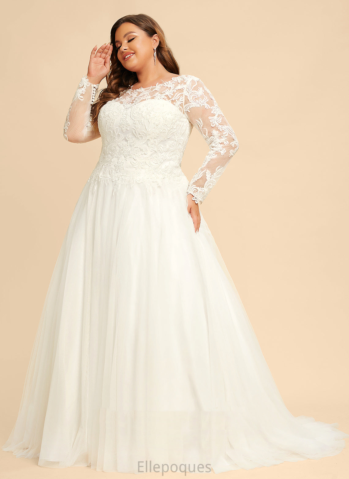 Sweep Janice Train Wedding Dresses Tulle Wedding Ball-Gown/Princess Dress Lace