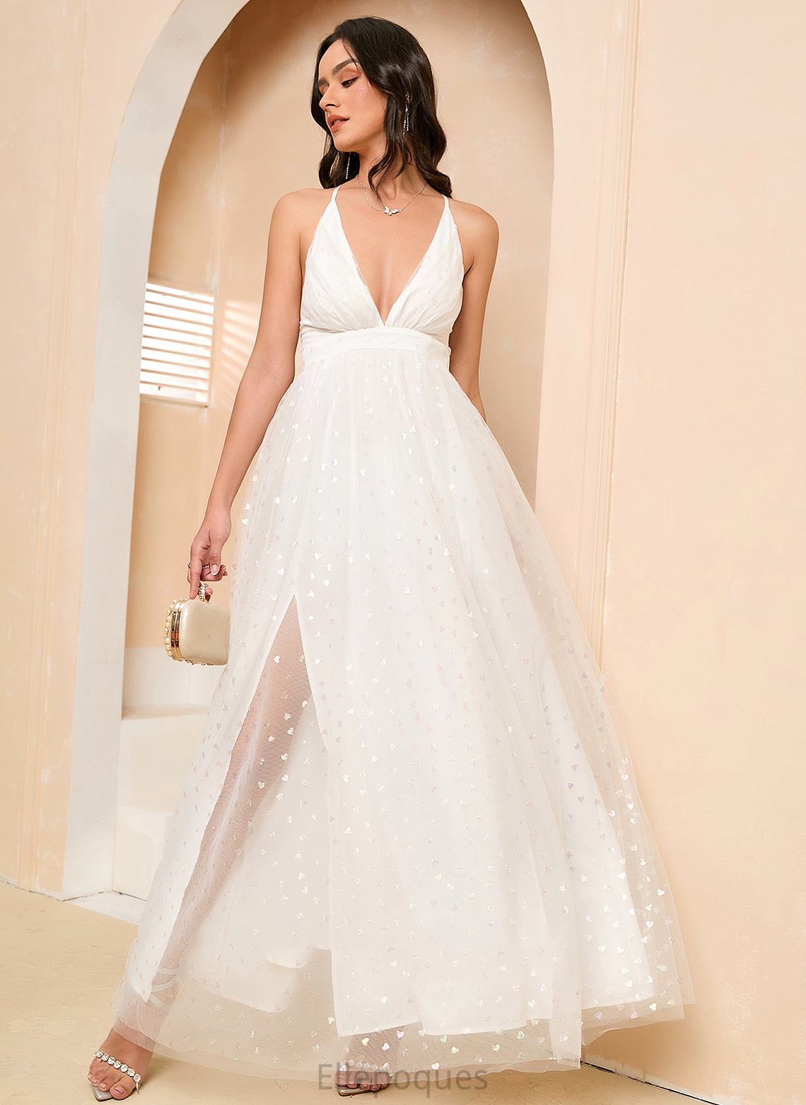 V-neck Wedding Dresses Ankle-Length Wedding A-Line Mina Dress