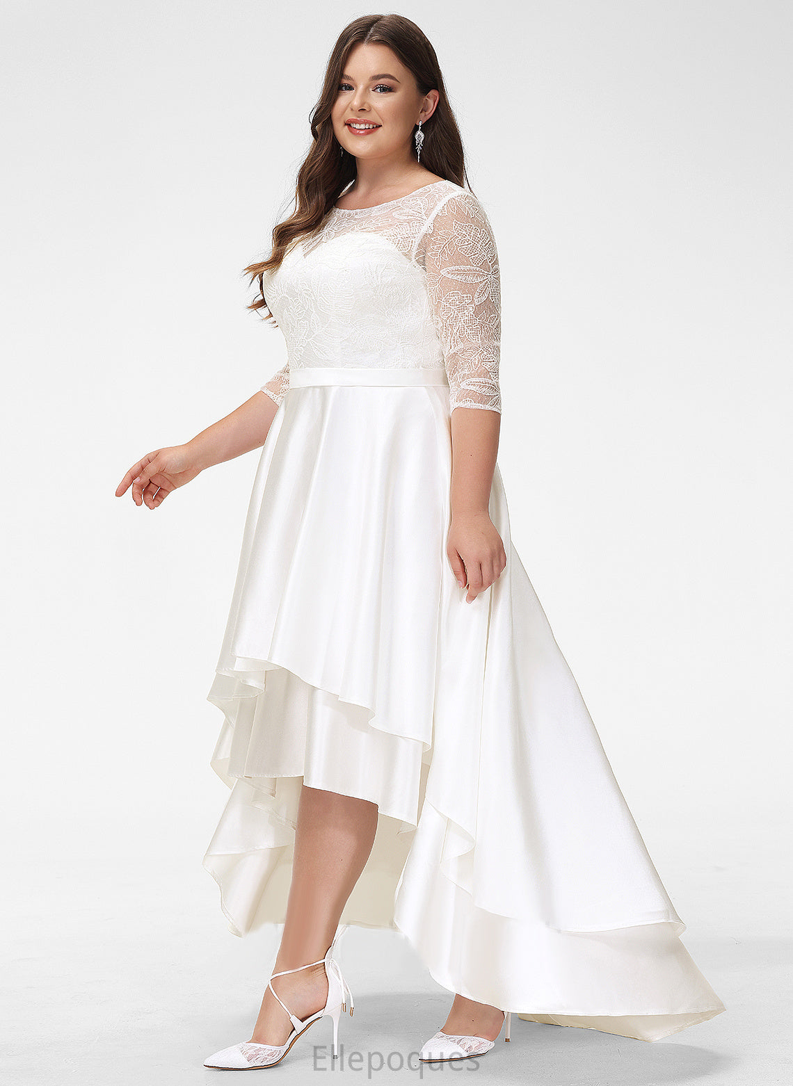 Wedding Dresses Wedding Scoop Lace Regina A-Line Satin Asymmetrical Dress