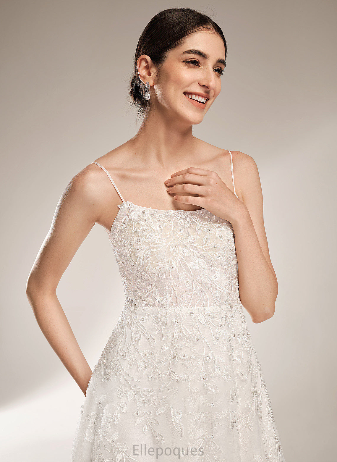 Court A-Line Square Maci Dress Beading Neckline Train Wedding With Wedding Dresses Sequins