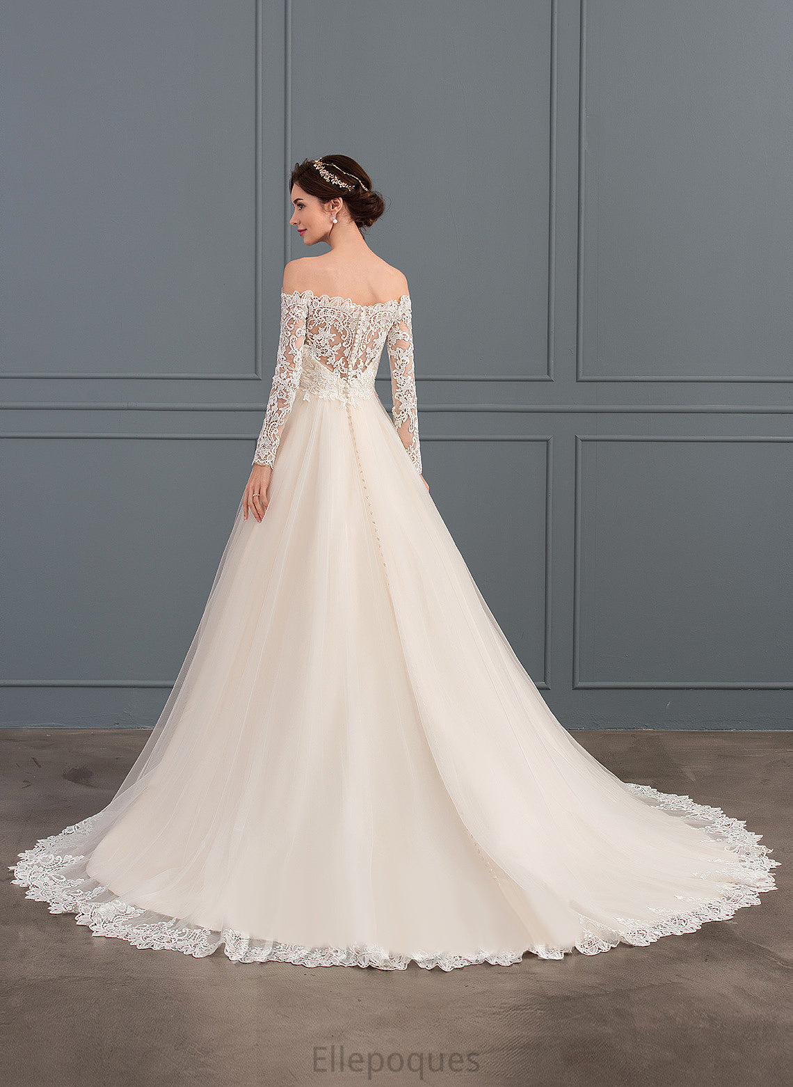 Chapel Peggie Tulle Dress Train Wedding Off-the-Shoulder Wedding Dresses Ball-Gown/Princess Lace