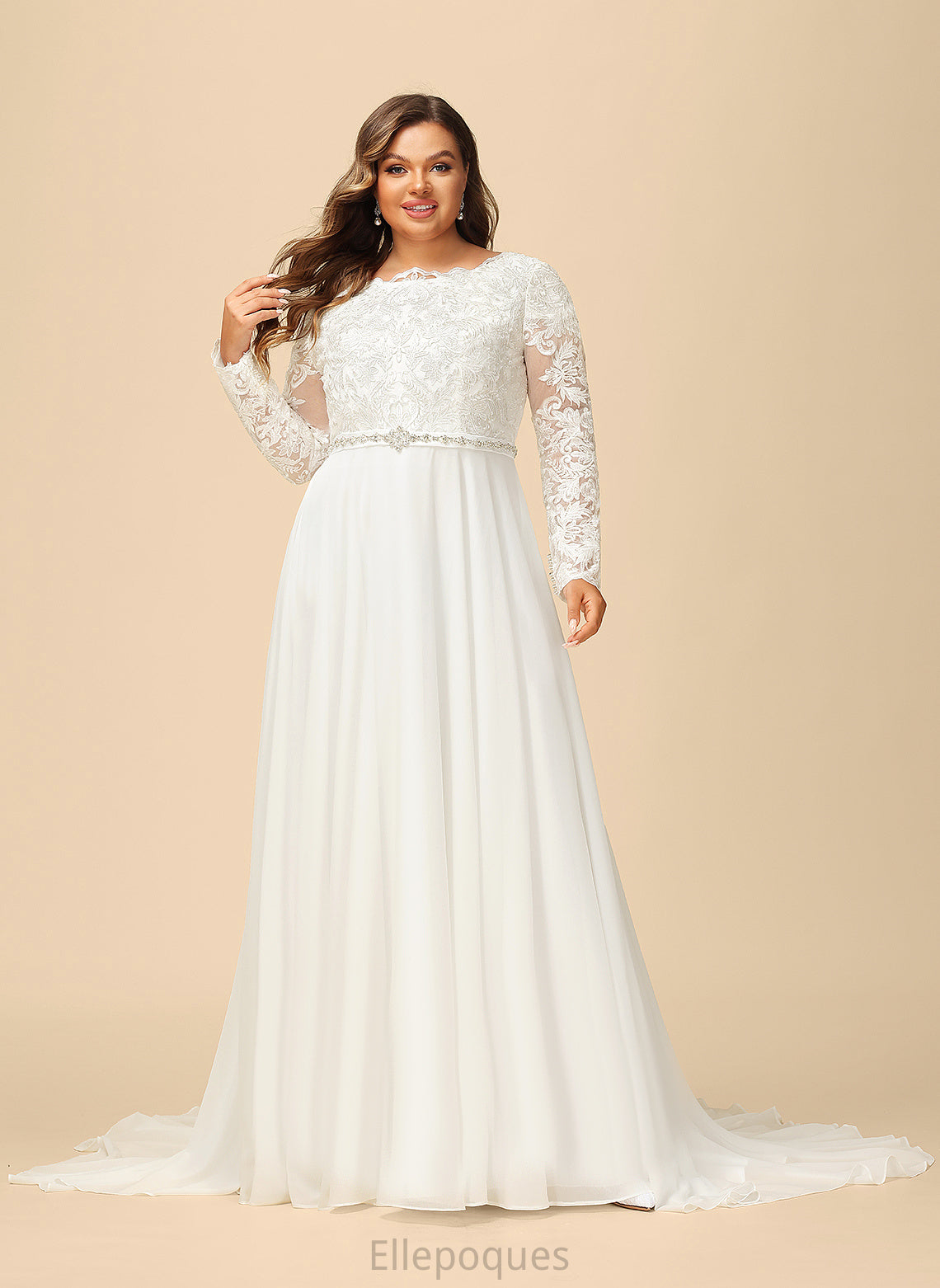 Wedding Dresses Beading A-Line Wedding Dress Lace Court With Chiffon Aryanna Train