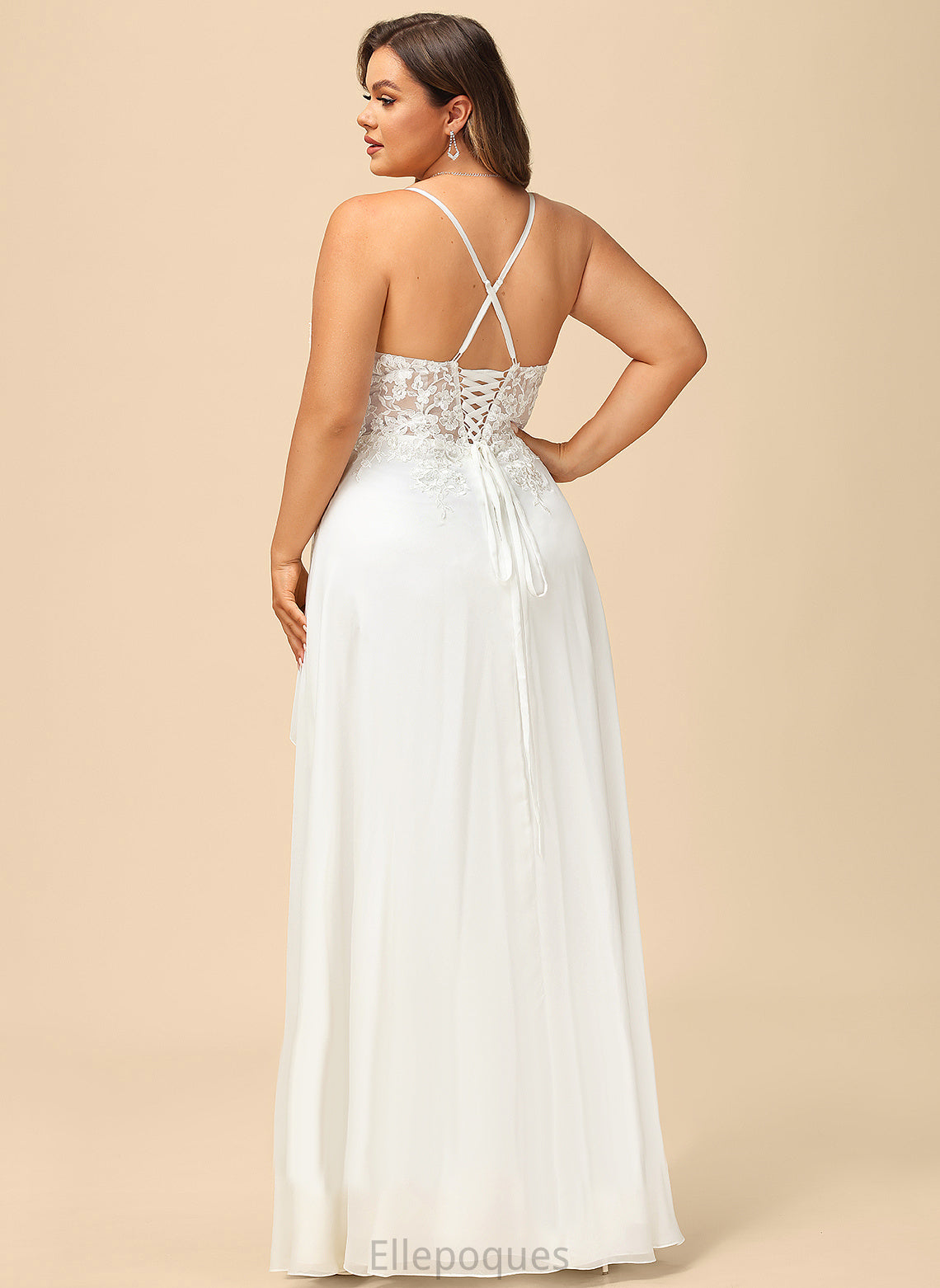 Chiffon With Wedding Dresses Floor-Length Wedding Lace Dress V-neck A-Line Ryleigh Sequins