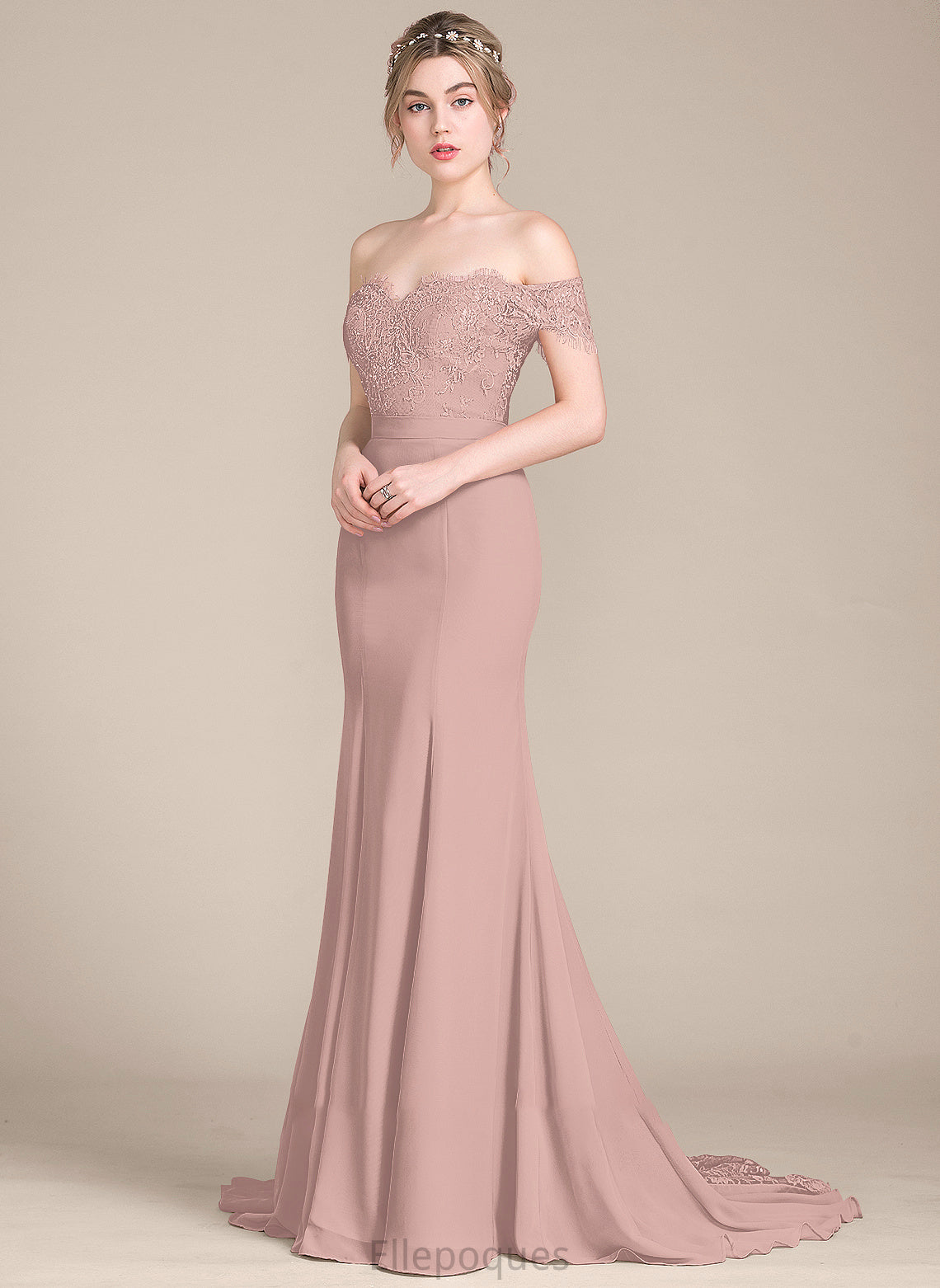 Train Lace Court Prom Dresses Mckinley With Sequins Off-the-Shoulder Chiffon Trumpet/Mermaid